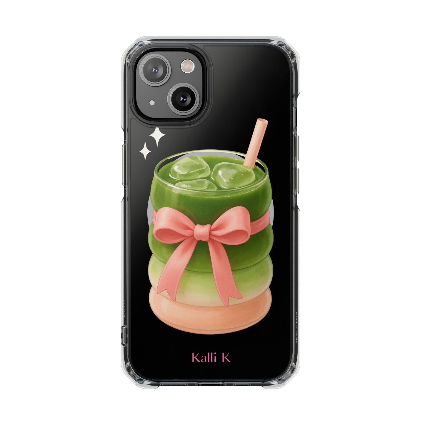 Macha girlie🎀 Magnetic Clear Impact Cases with Pink Bow Design | Stylish Phone Protection, Gifts for Her, Trendy Accessories, Birthday Gifts, Cute Tech