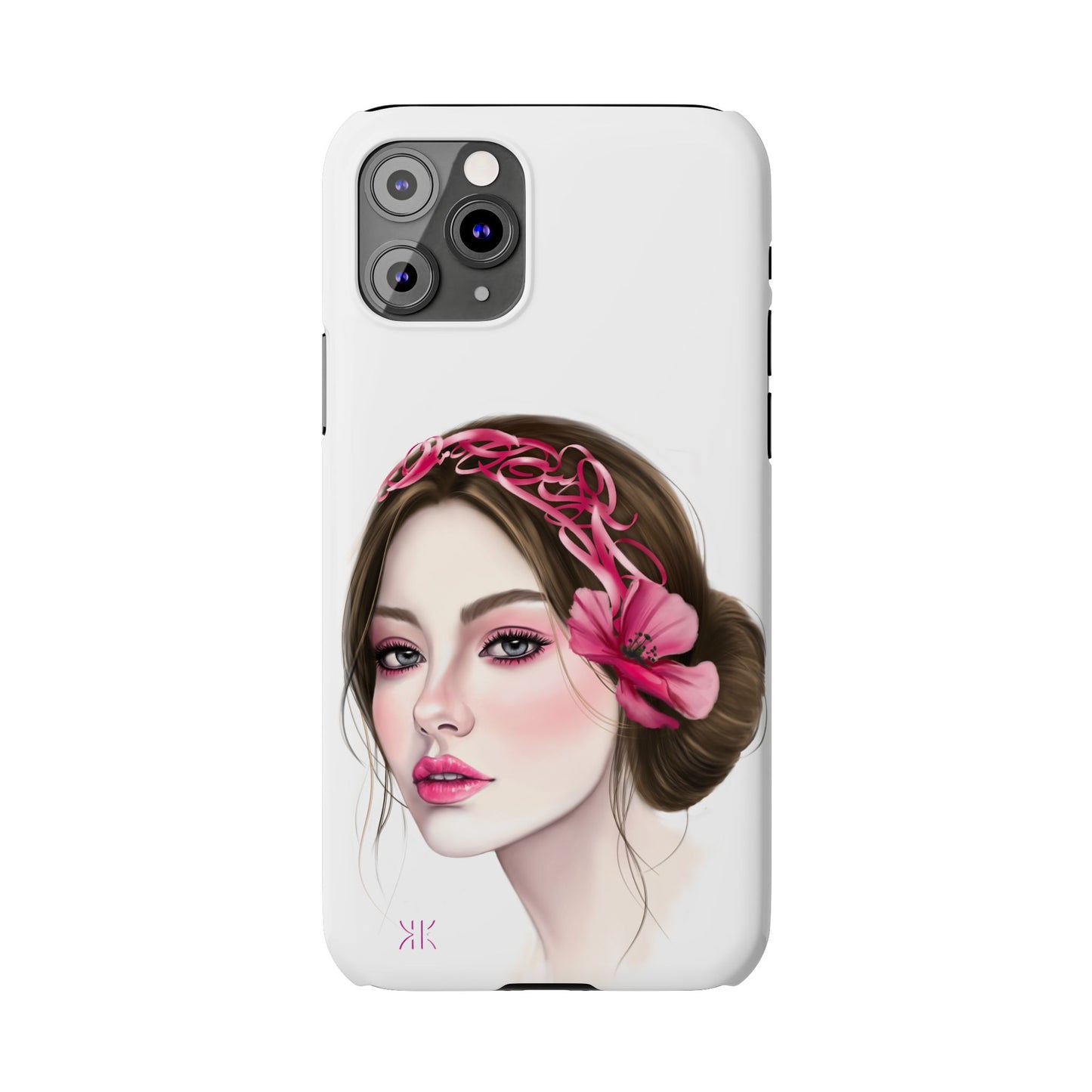 Phone Case - Beautiful Girl Headband Calligraphy Pink