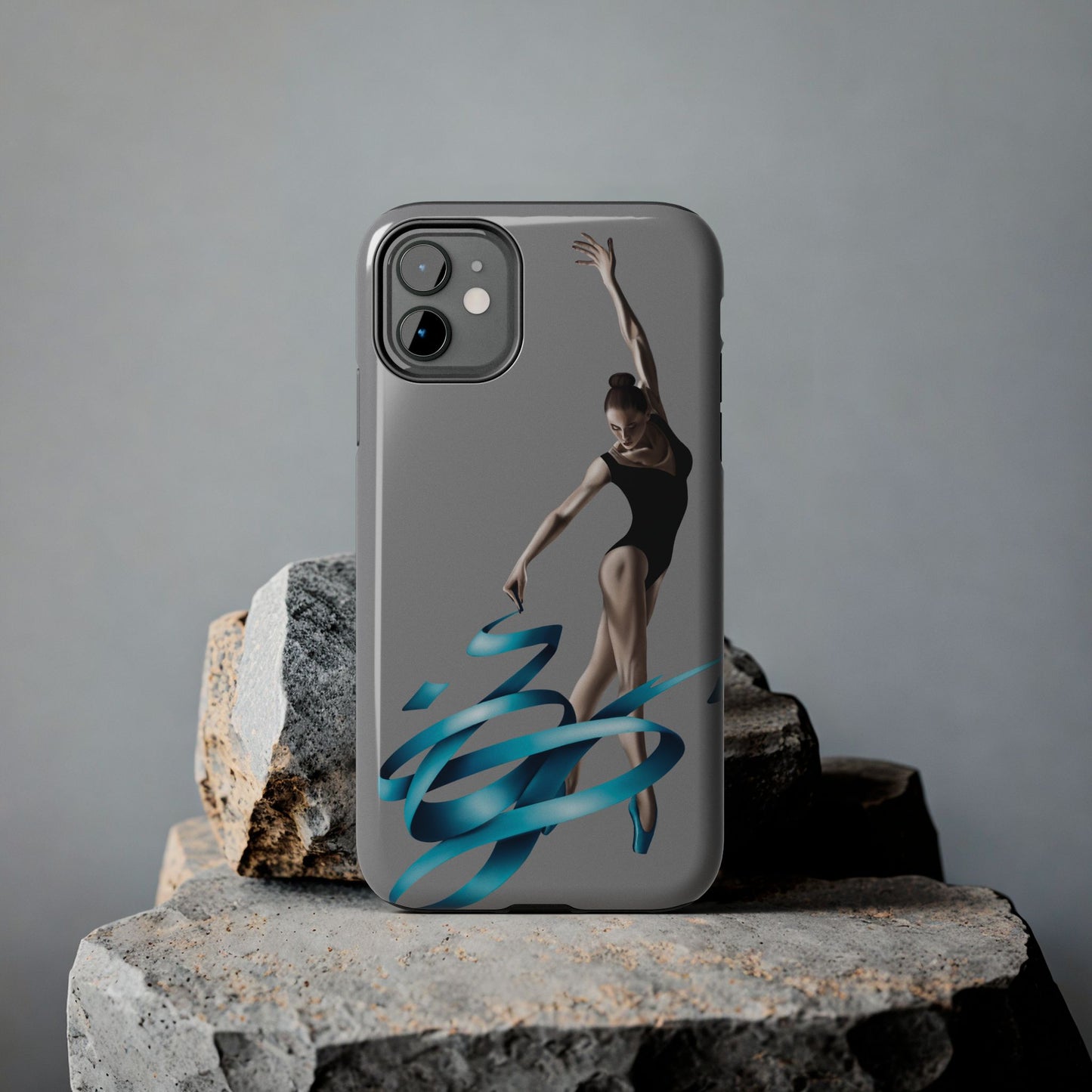 Phone Case - Ballerina with Blue Ribbon Persian Calligraphy Design in Grey