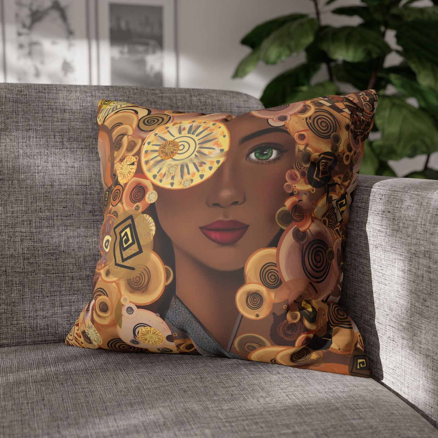 Persian art inspired beauty Faux Suede Square Pillow Cover