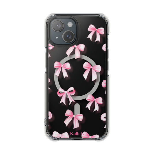 Pink Bows🎀 Magnetic Clear Impact Cases with Pink Bow Design | Stylish Phone Protection, Gifts for Her, Trendy Accessories, Birthday Gifts, Cute Tech