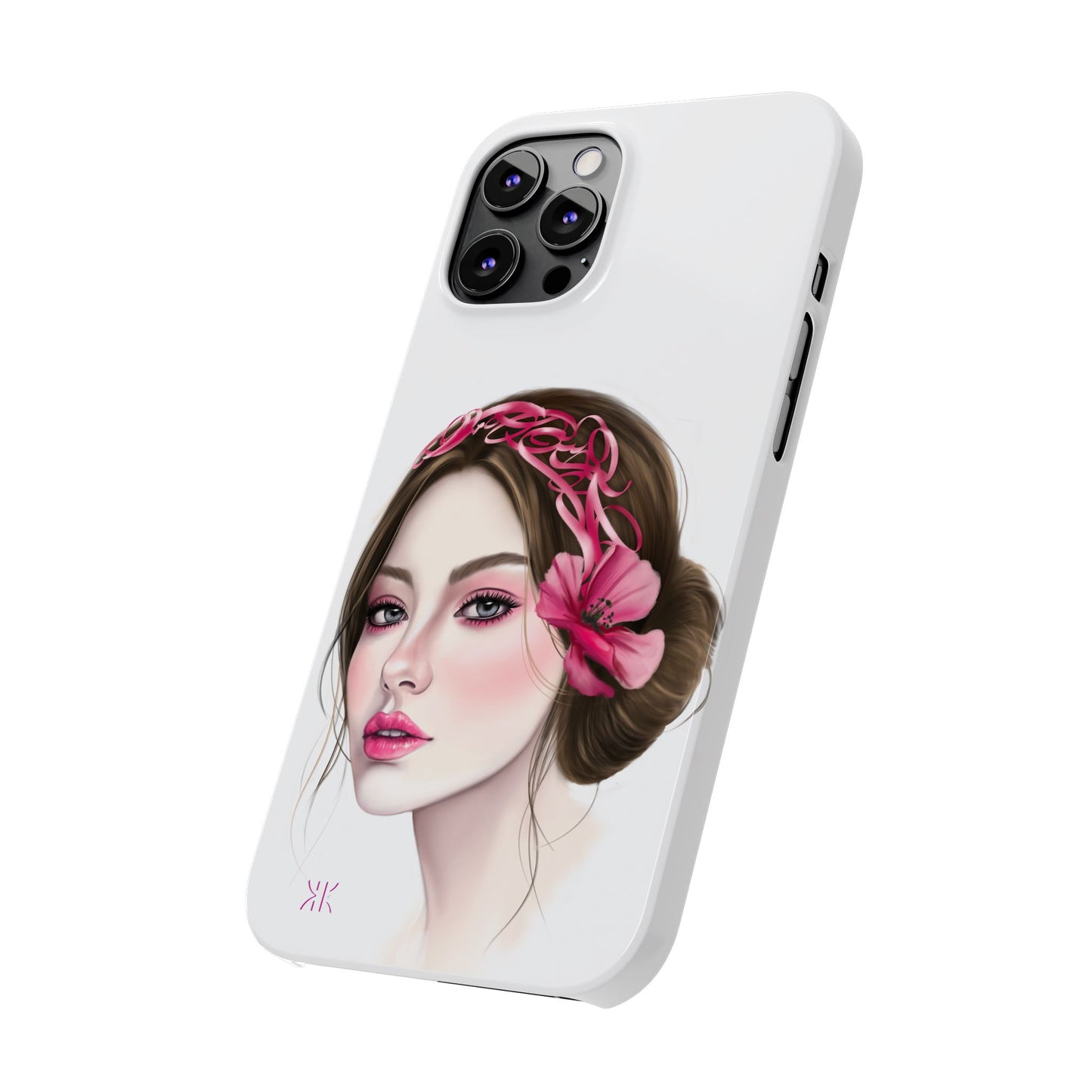 Phone Case - Beautiful Girl Headband Calligraphy Pink