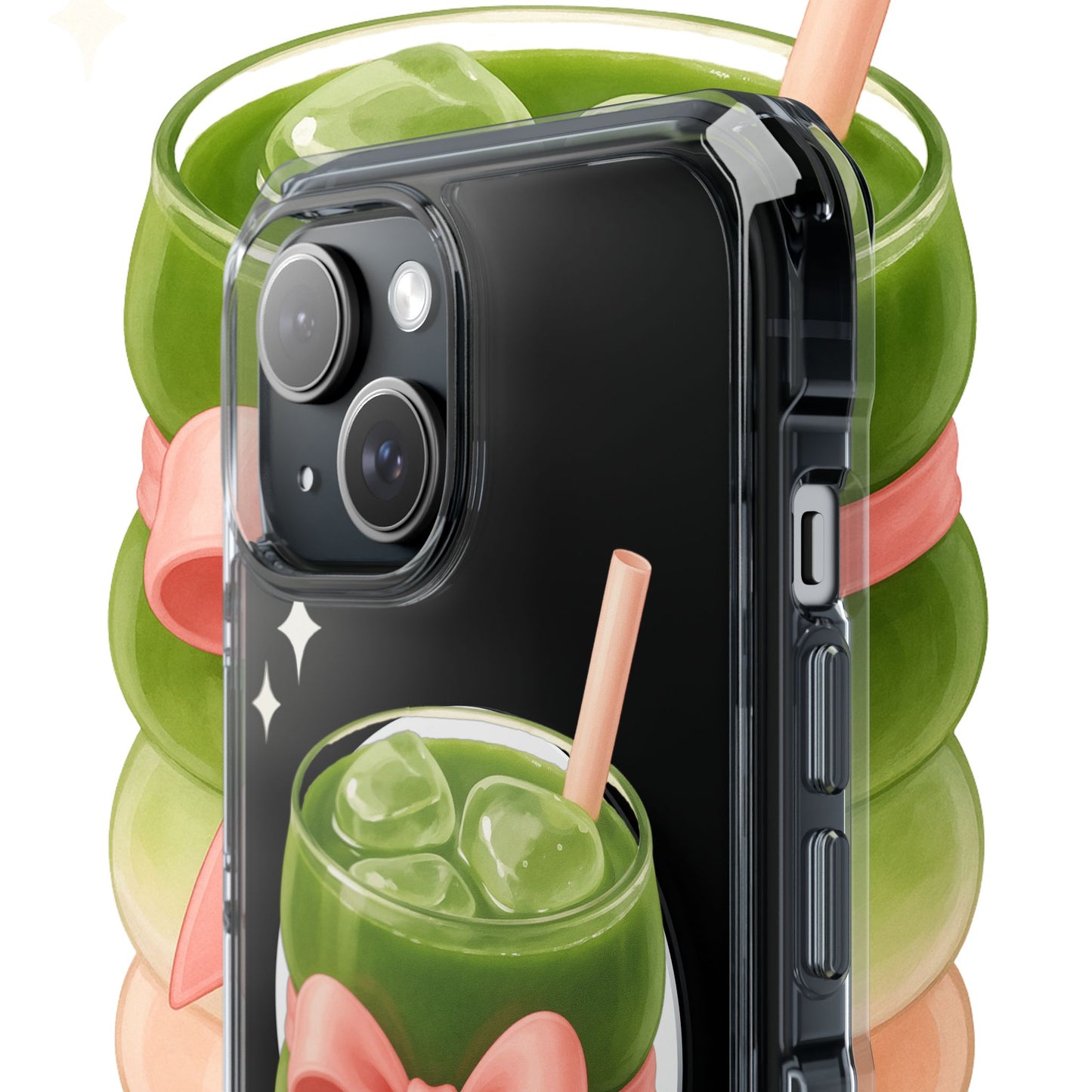 Macha girlie🎀 Magnetic Clear Impact Cases with Pink Bow Design | Stylish Phone Protection, Gifts for Her, Trendy Accessories, Birthday Gifts, Cute Tech