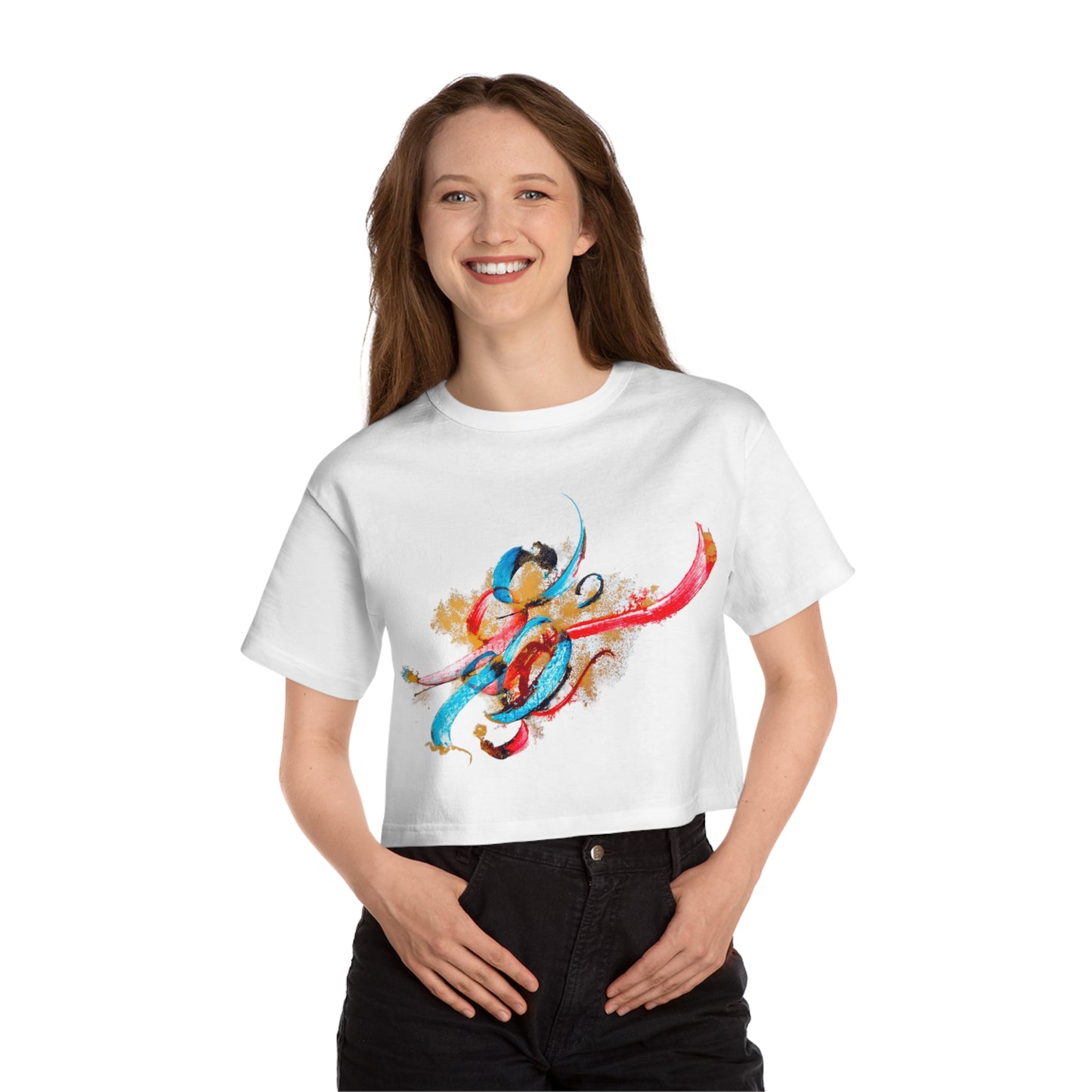 Kalli K X Champion Women's Cropped T-Shirt with Artistic Design