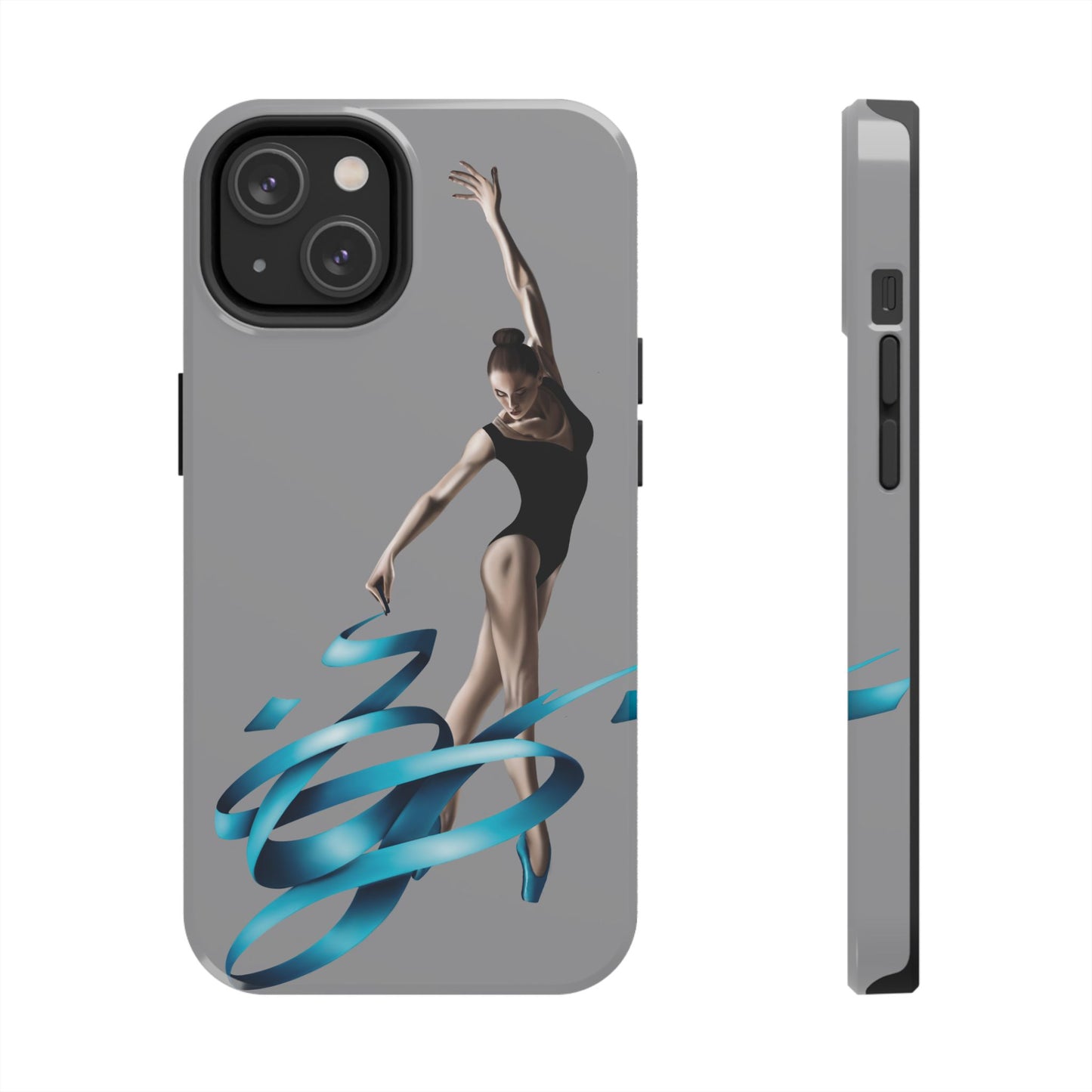 Phone Case - Ballerina with Blue Ribbon Persian Calligraphy Design in Grey