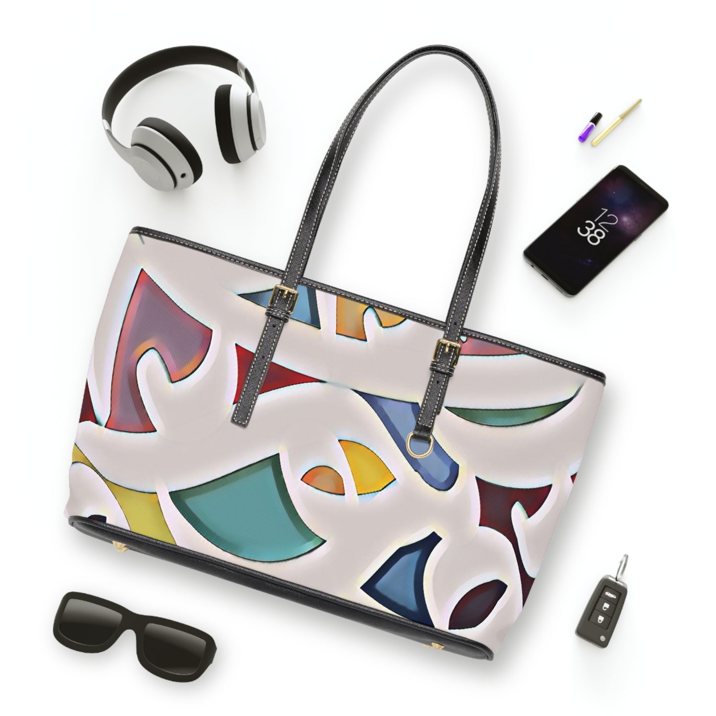 Elegant PU Leather Purse with Artistic Calligraphy Design