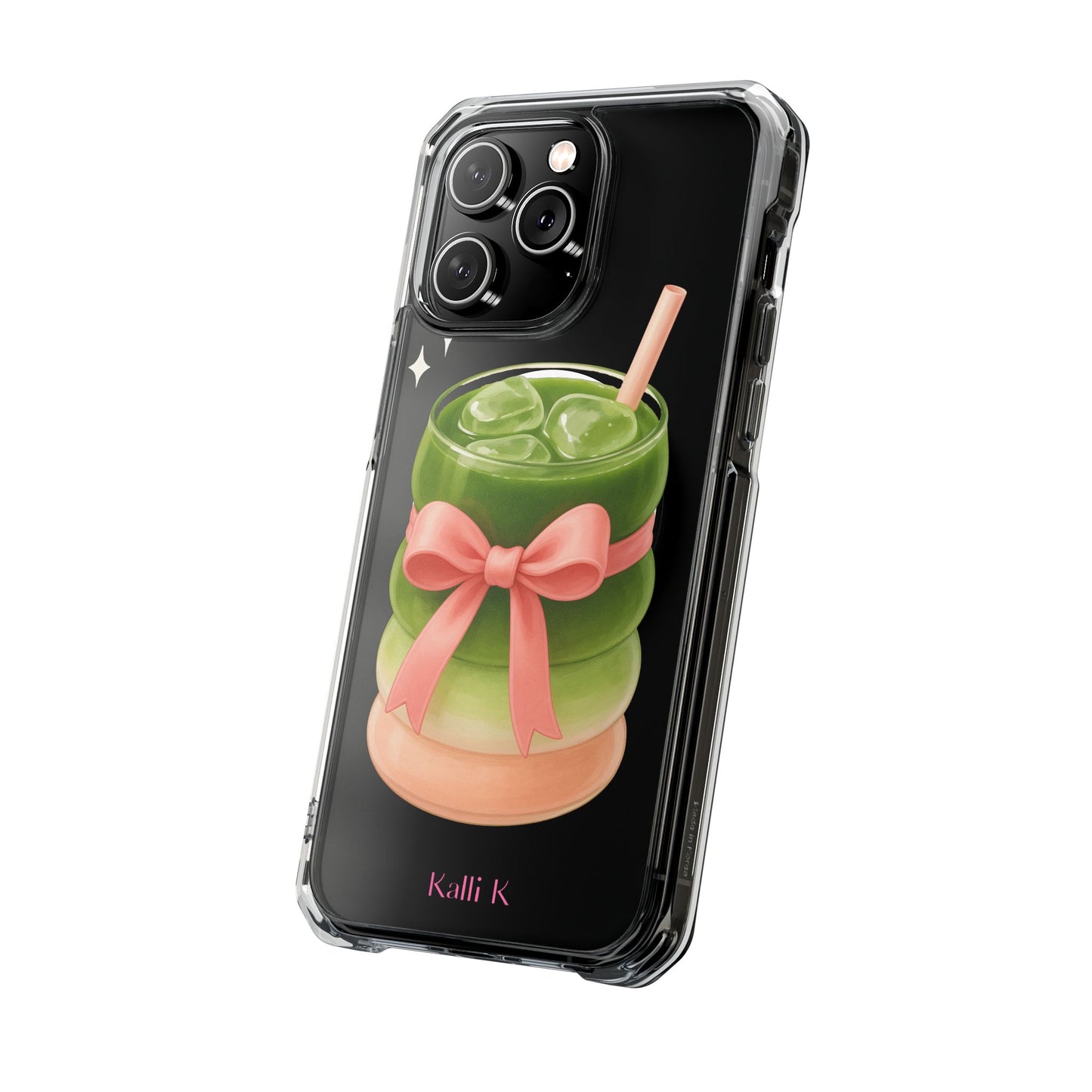 Macha girlie🎀 Magnetic Clear Impact Cases with Pink Bow Design | Stylish Phone Protection, Gifts for Her, Trendy Accessories, Birthday Gifts, Cute Tech