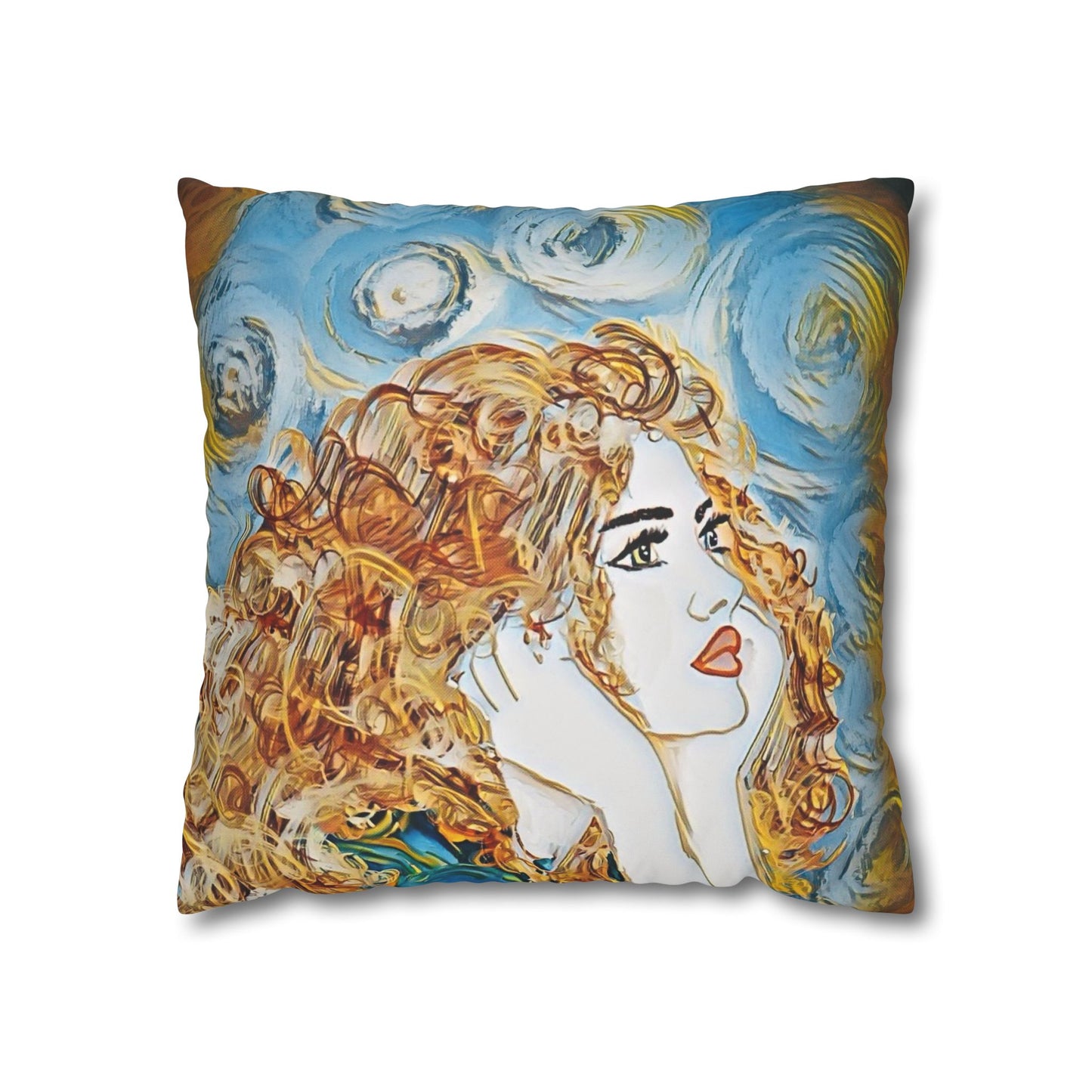 Square Pillowcase - Modern Art Portrait Watercolour Design