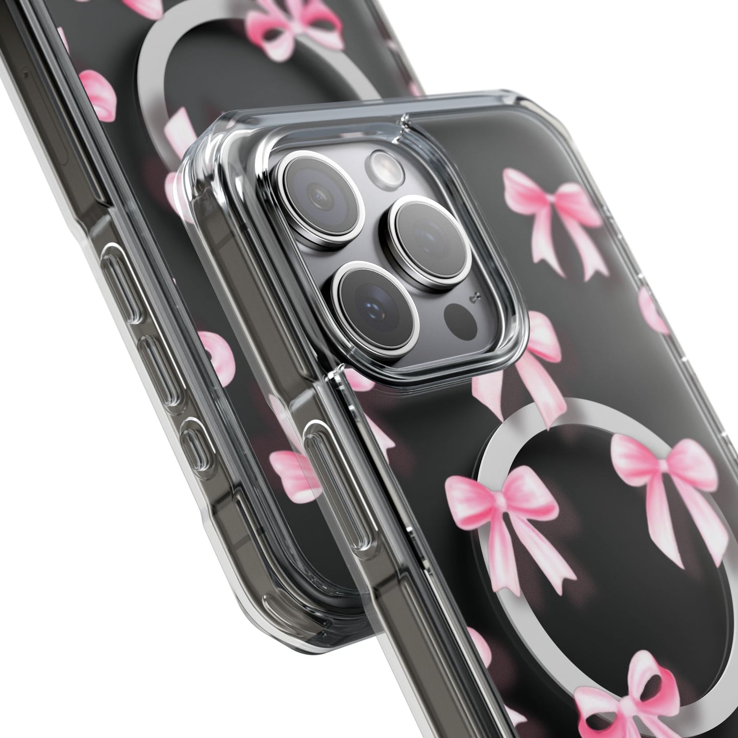Pink Bows🎀 Magnetic Clear Impact Cases with Pink Bow Design | Stylish Phone Protection, Gifts for Her, Trendy Accessories, Birthday Gifts, Cute Tech