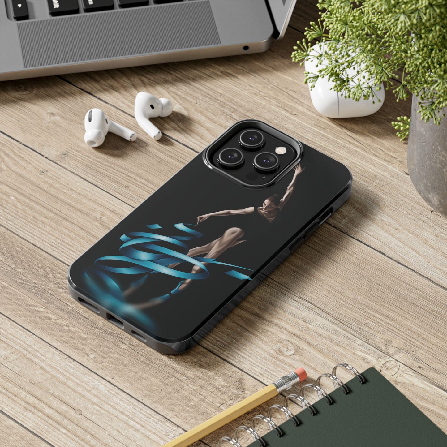 Phone Case Ballerina with Blue Ribbon Persian Calligraphy Design