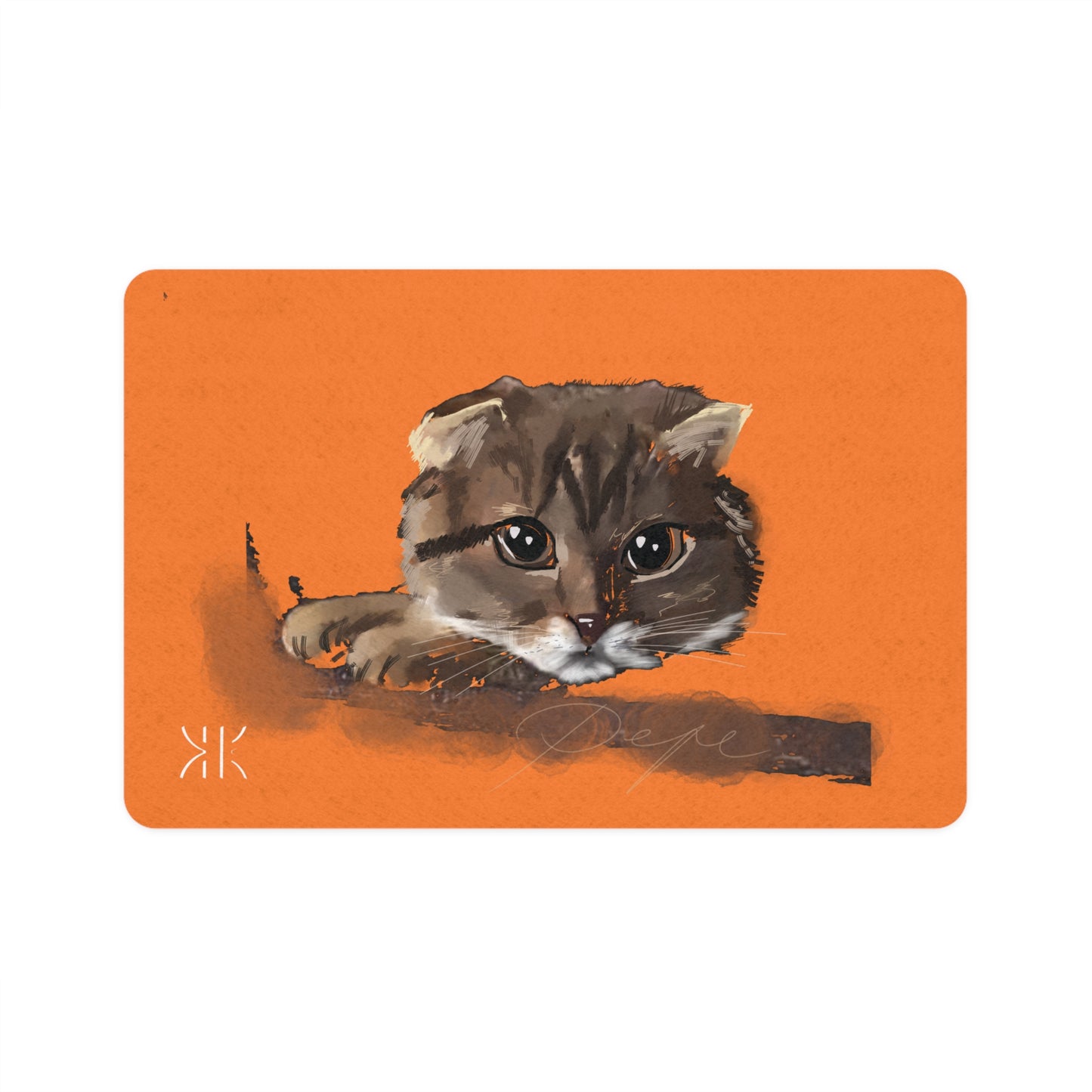 Cat Lover's Pet Food Mat - 12x18 Orange Design