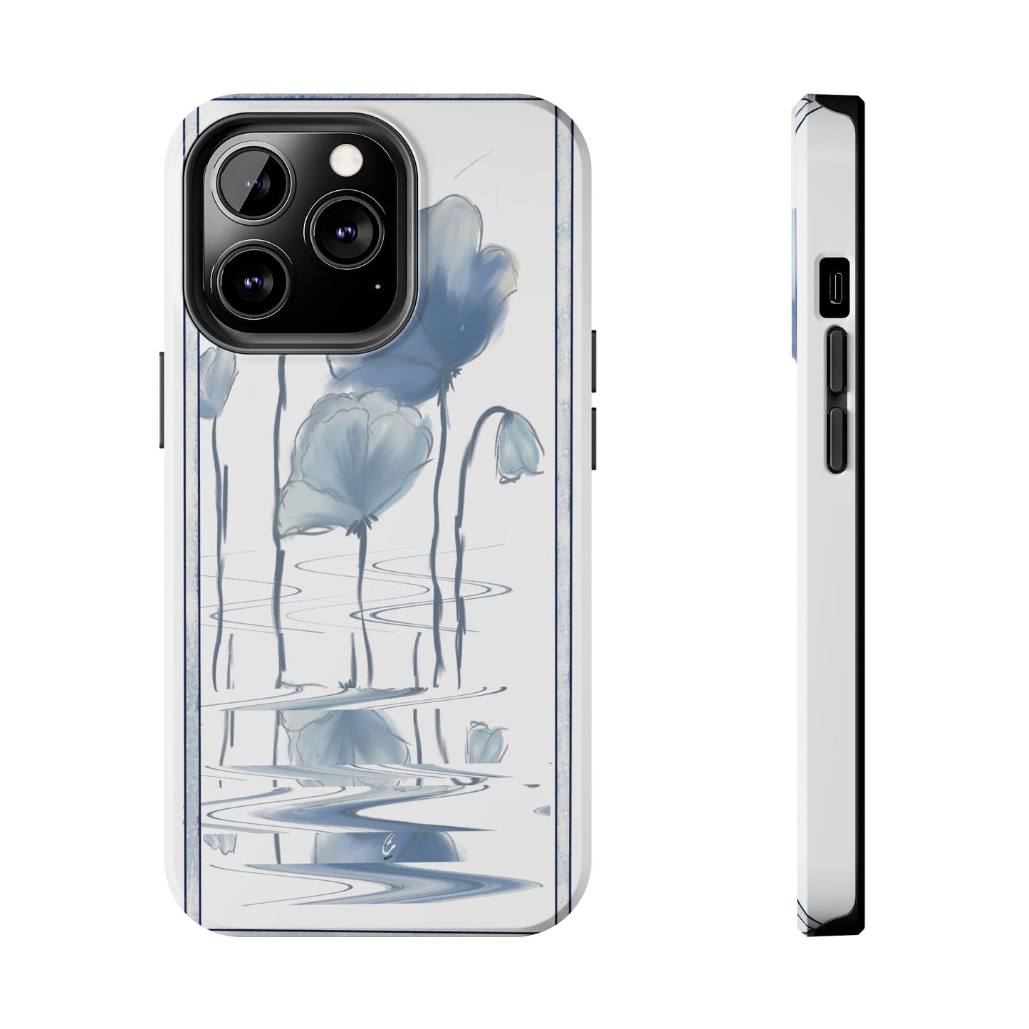 Floral Tough Phone Case - Watercolour Blue Flora Collection