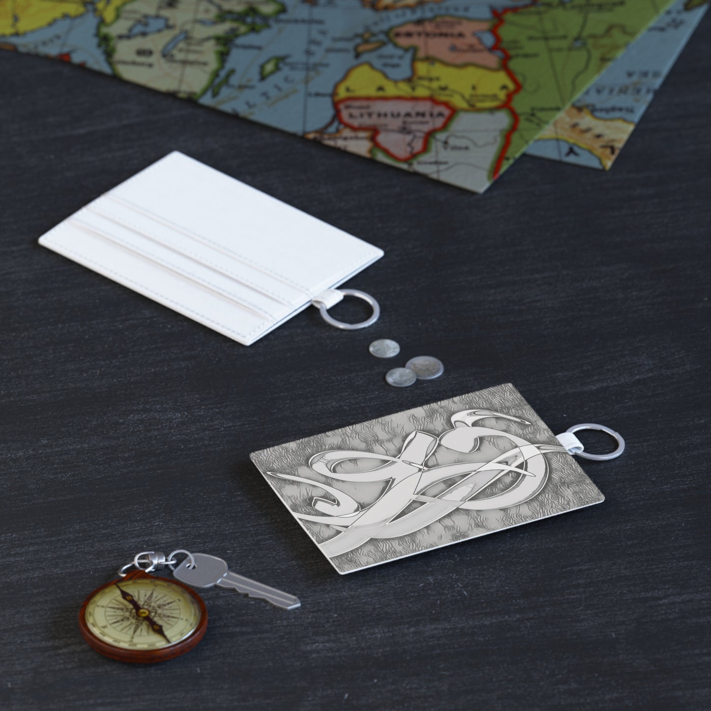 Calligraphy Saffiano Leather Card Holder