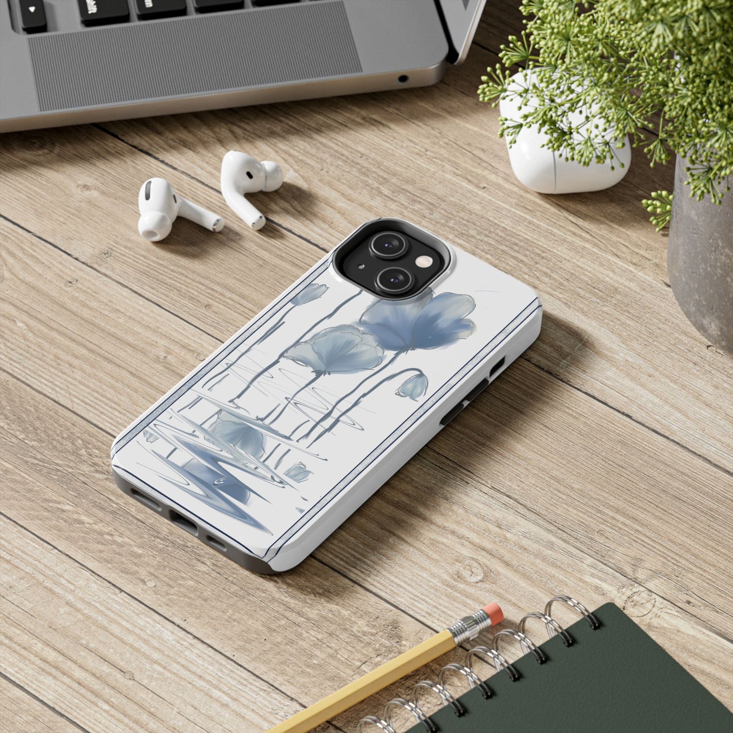 Floral Tough Phone Case - Watercolour Blue Flora Collection
