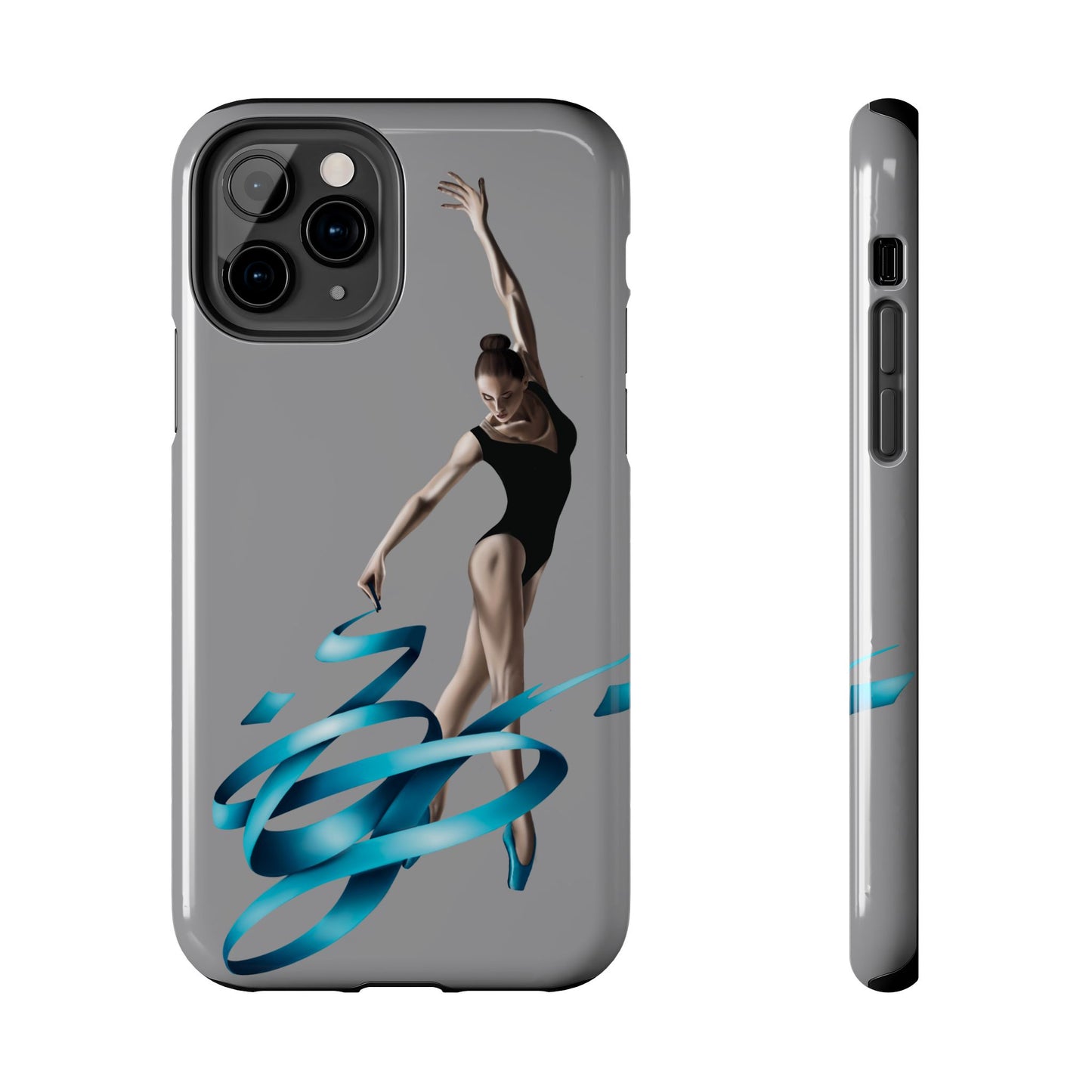 Phone Case - Ballerina with Blue Ribbon Persian Calligraphy Design in Grey