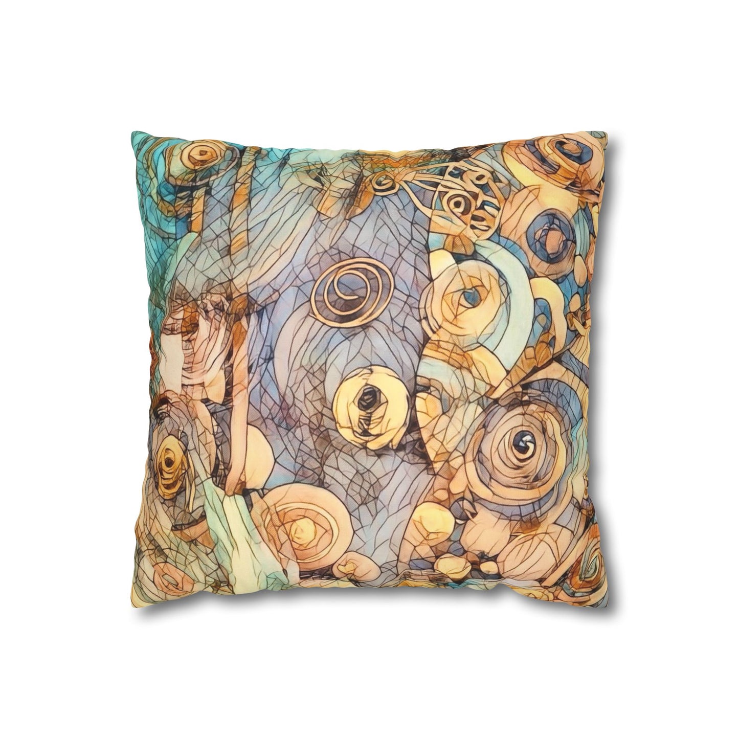Ethereal Swirls design Faux Suede Square Pillow Cover