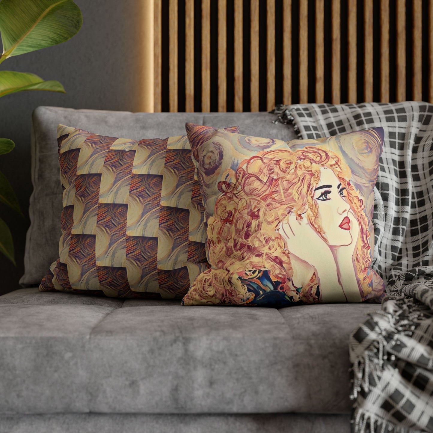 Copy of Square Pillowcase - Modern Art Portrait Watercolour Design