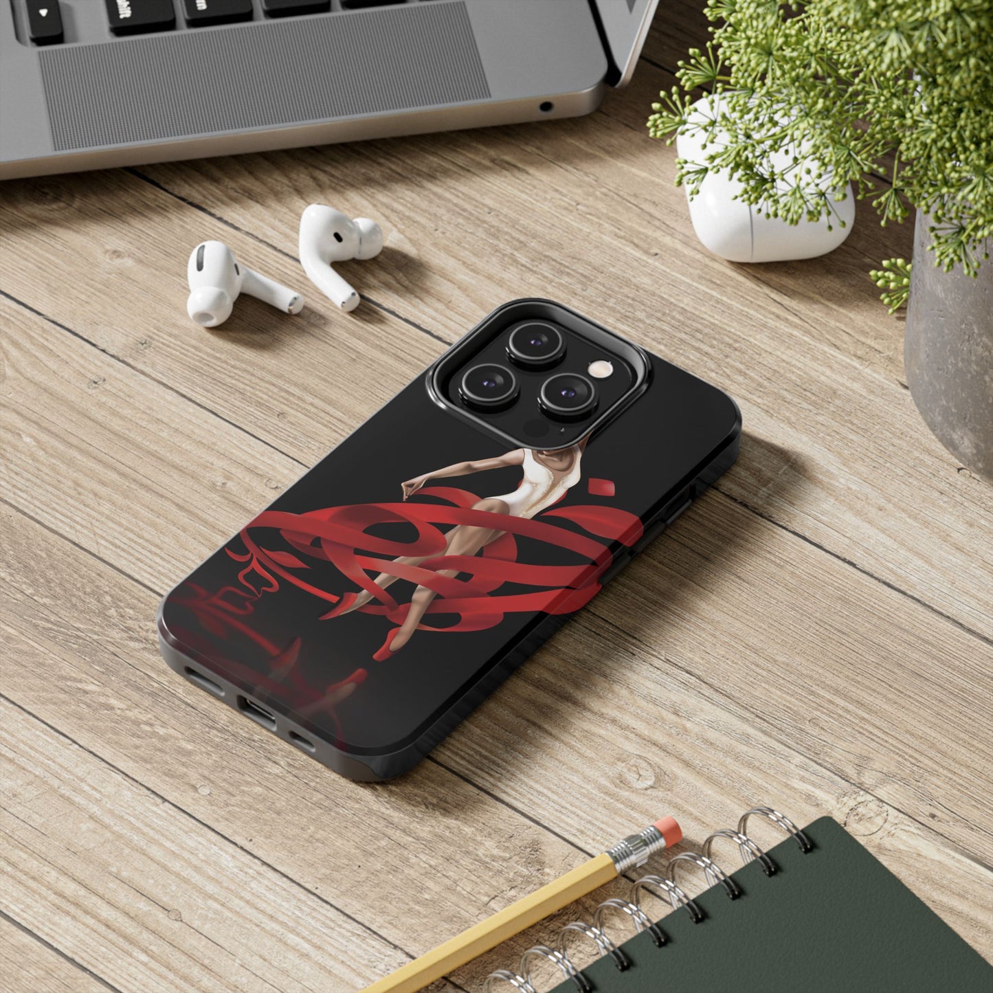 Phone Case Persian Calligraphy Rose Ribbon Ballerina