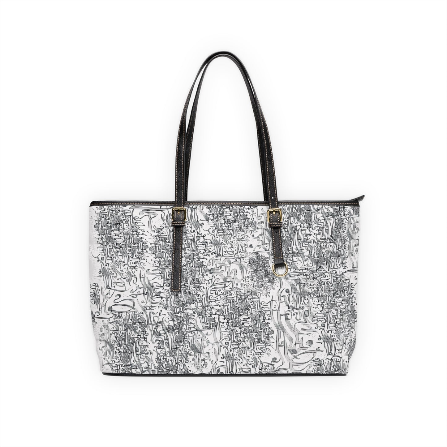 Elegant PU Leather Purse with Artistic Calligraphy Design