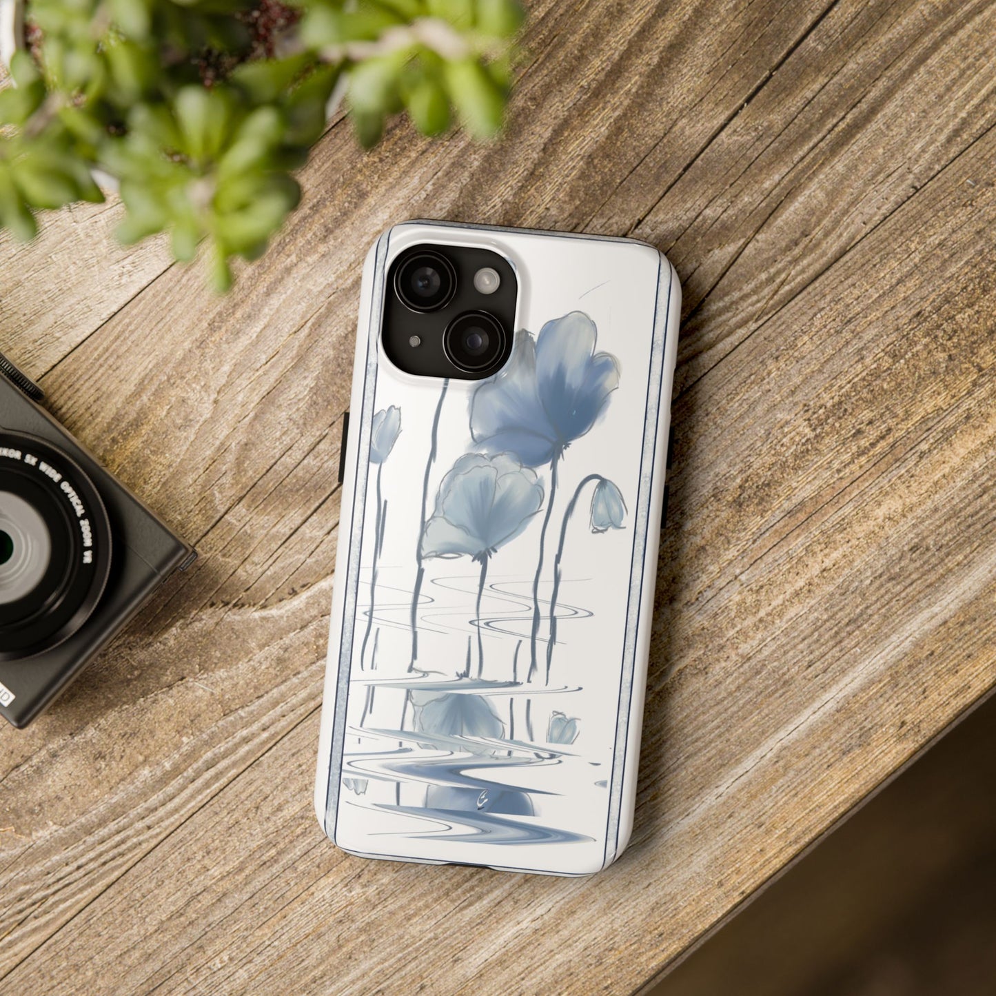 Floral Tough Phone Case - Watercolour Blue Flora Collection