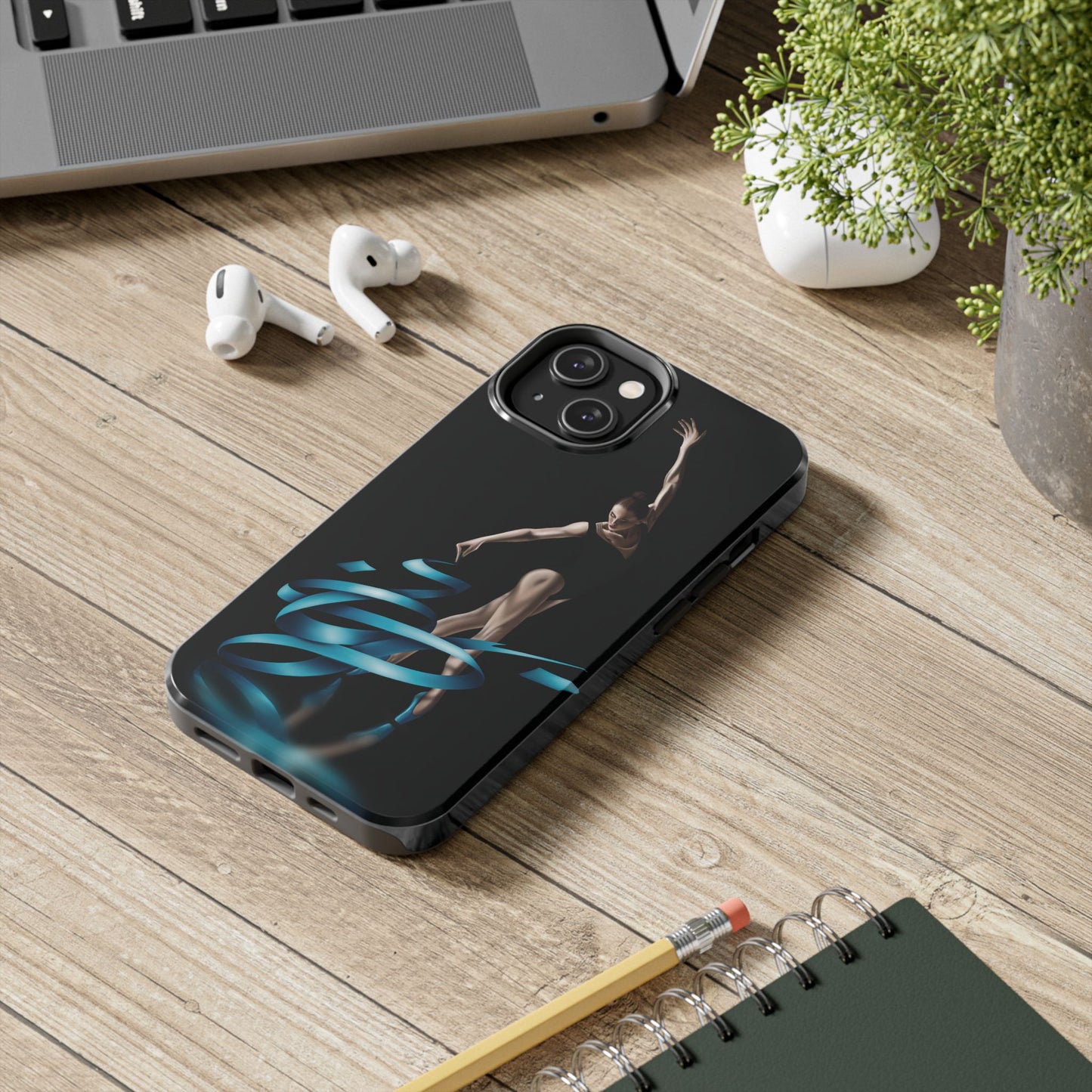 Phone Case Ballerina with Blue Ribbon Persian Calligraphy Design