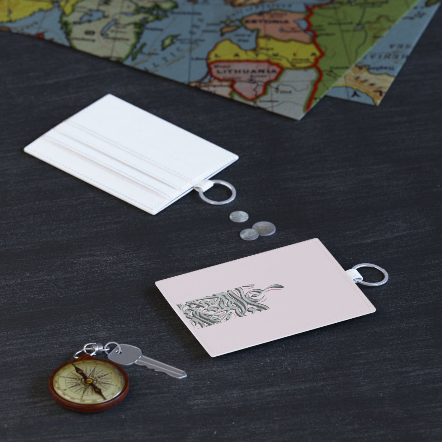 Calligraphy Saffiano Leather Card Holder