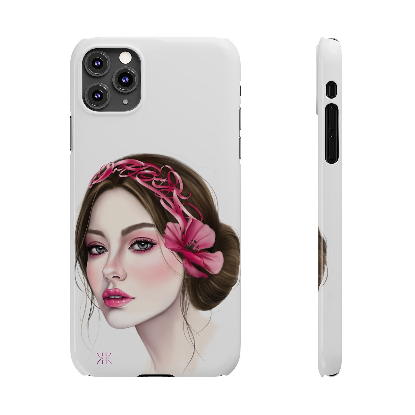 Phone Case - Beautiful Girl Headband Calligraphy Pink