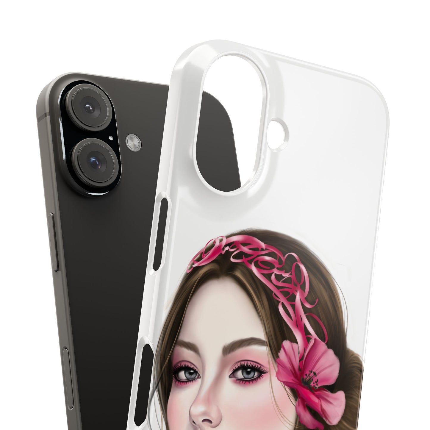 Phone Case - Beautiful Girl Headband Calligraphy Pink