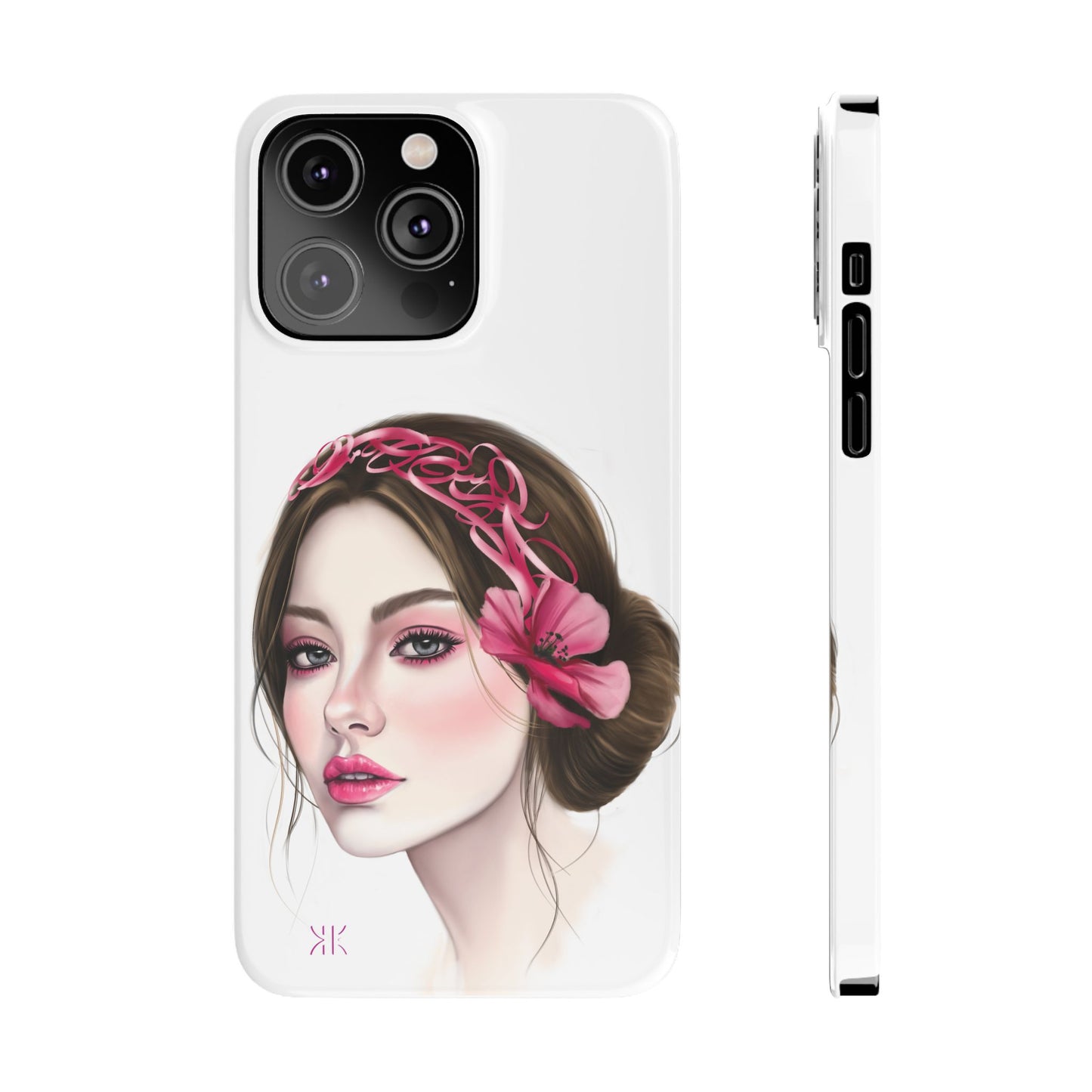 Phone Case - Beautiful Girl Headband Calligraphy Pink