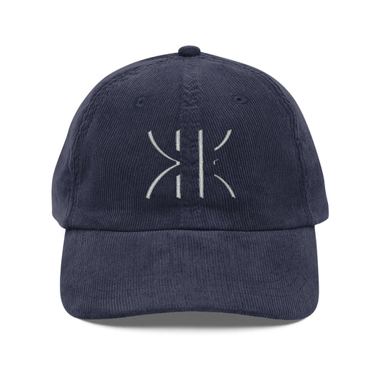 Vintage Corduroy Cap with Embroidered Kalli K  Design - Retro Style Adjustable Hat for Casual Wear