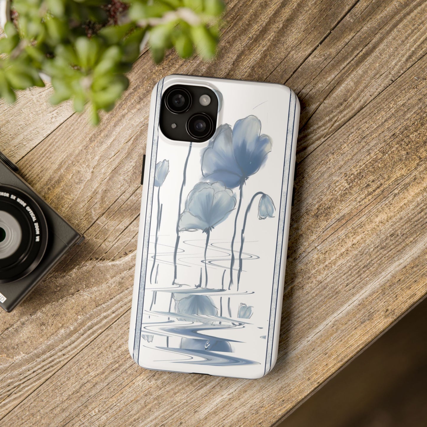 Floral Tough Phone Case - Watercolour Blue Flora Collection