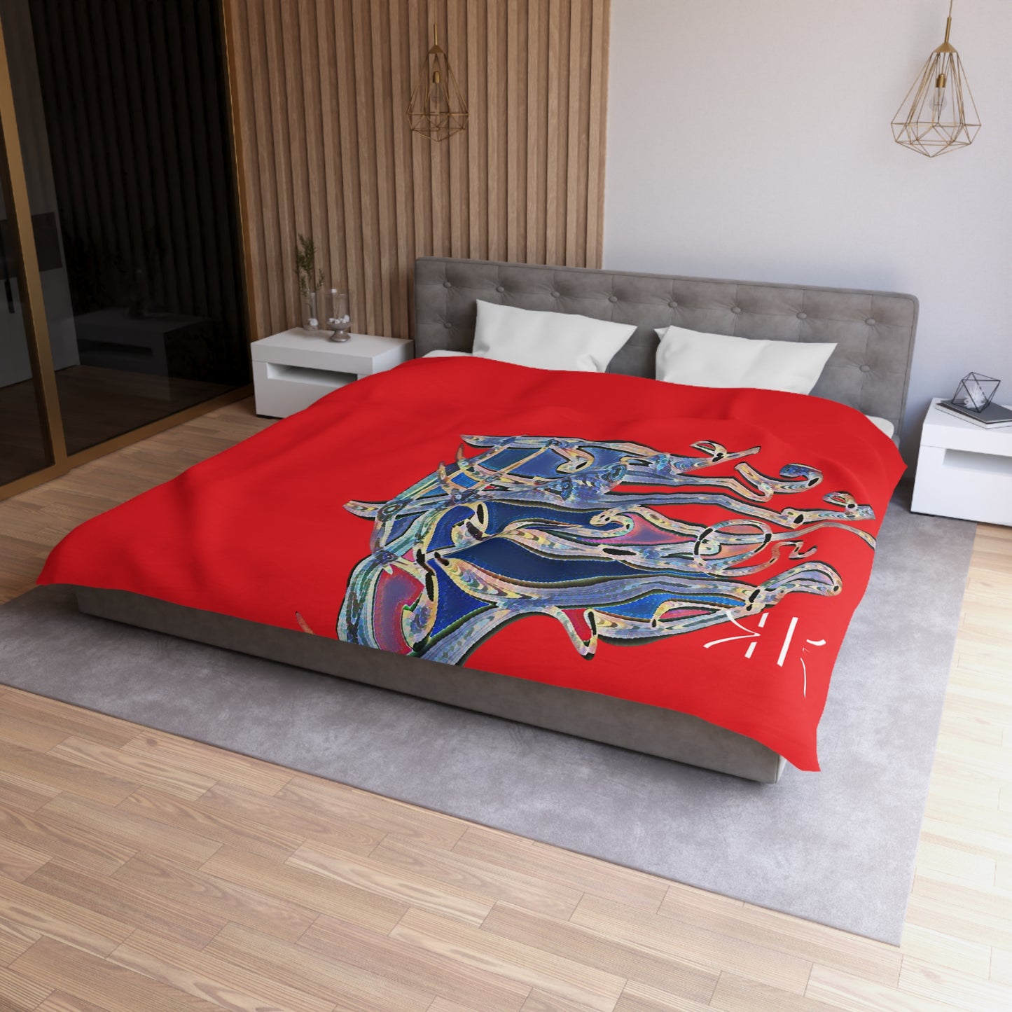 Kalli K Serenity Microfiber Duvet Cover – Elegant Modern Calligraphy design for your Bedrooms