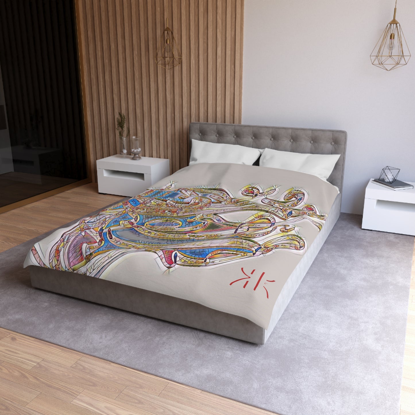 Kalli K Serenity Microfiber Duvet Cover – Elegant Modern Calligraphy design for your Bedrooms