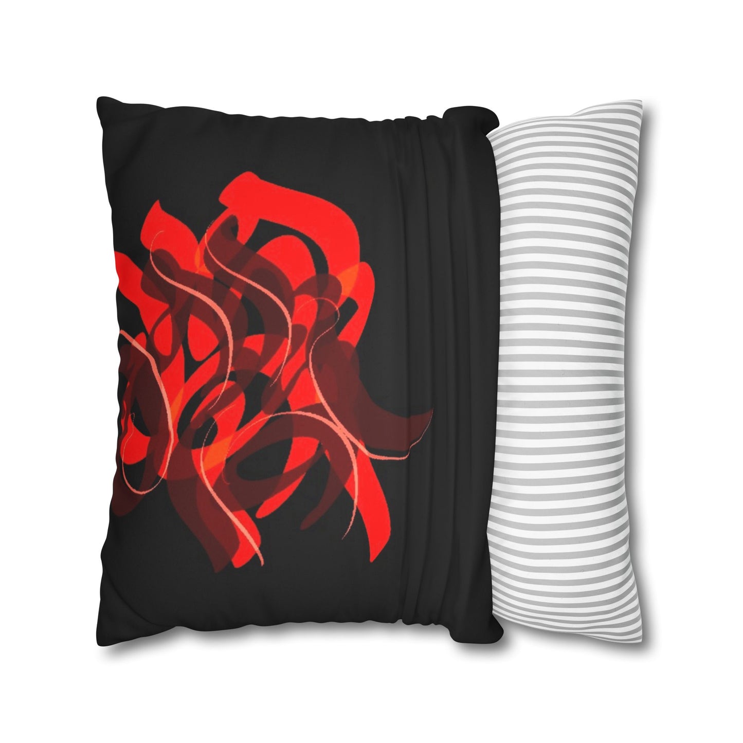 Square Pillowcase - Persian Calligraphy Faux Suede Design