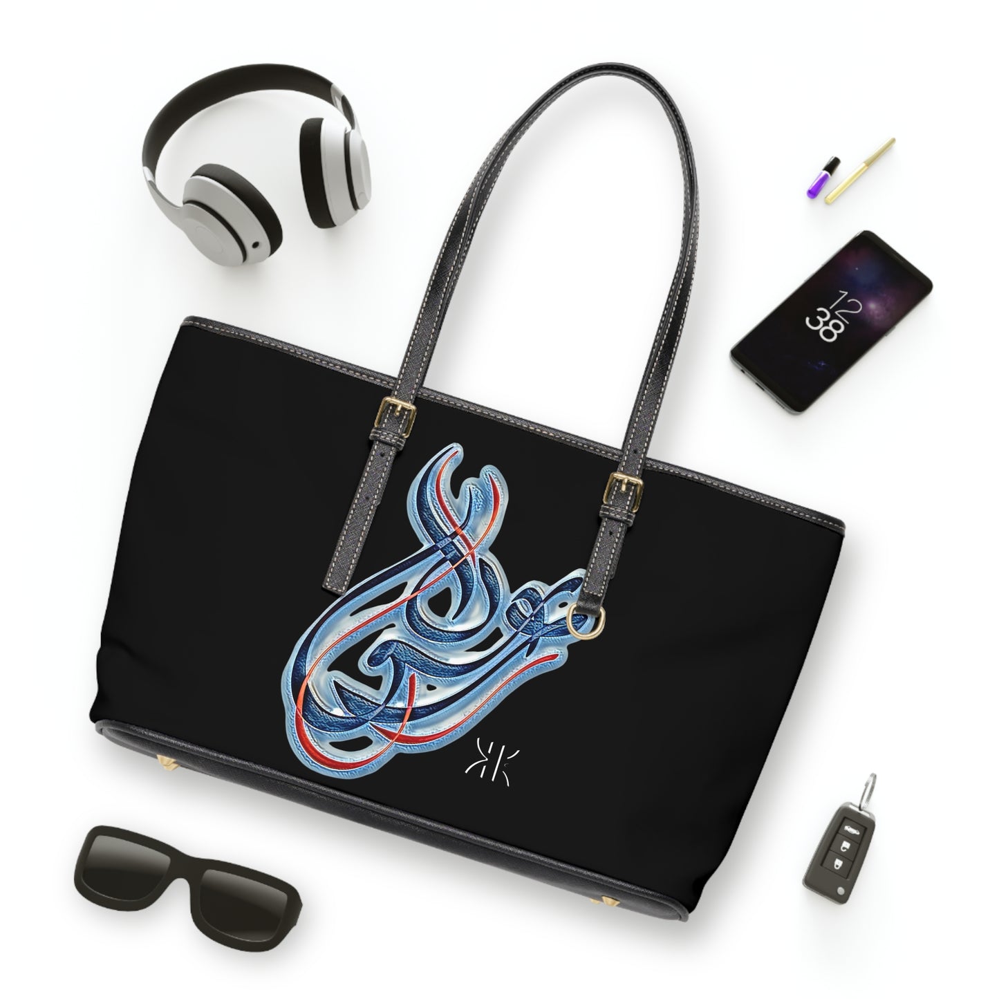 Copy of Elegant PU Leather Shoulder Bag with Artistic Calligraphy Design