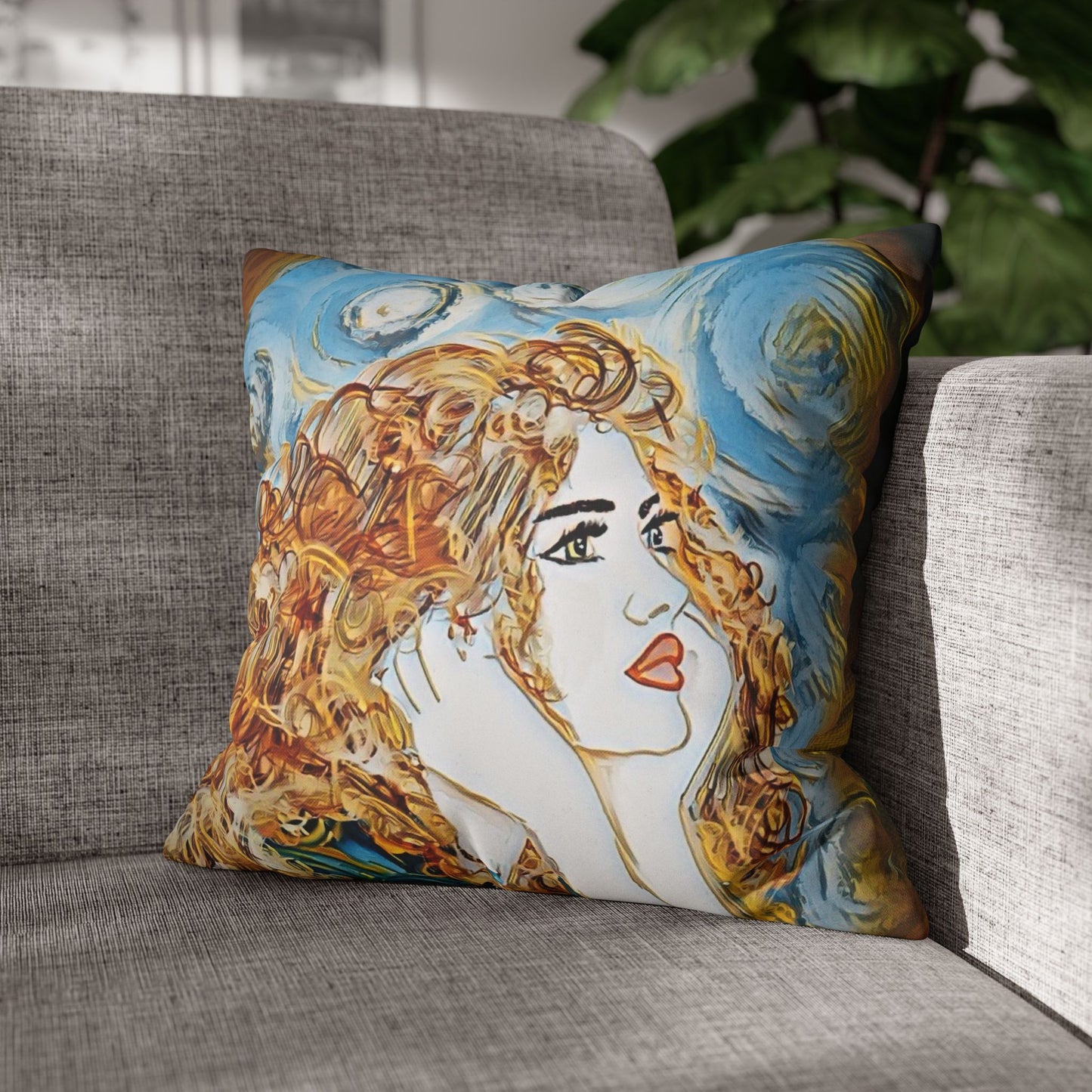 Square Pillowcase - Modern Art Portrait Watercolour Design
