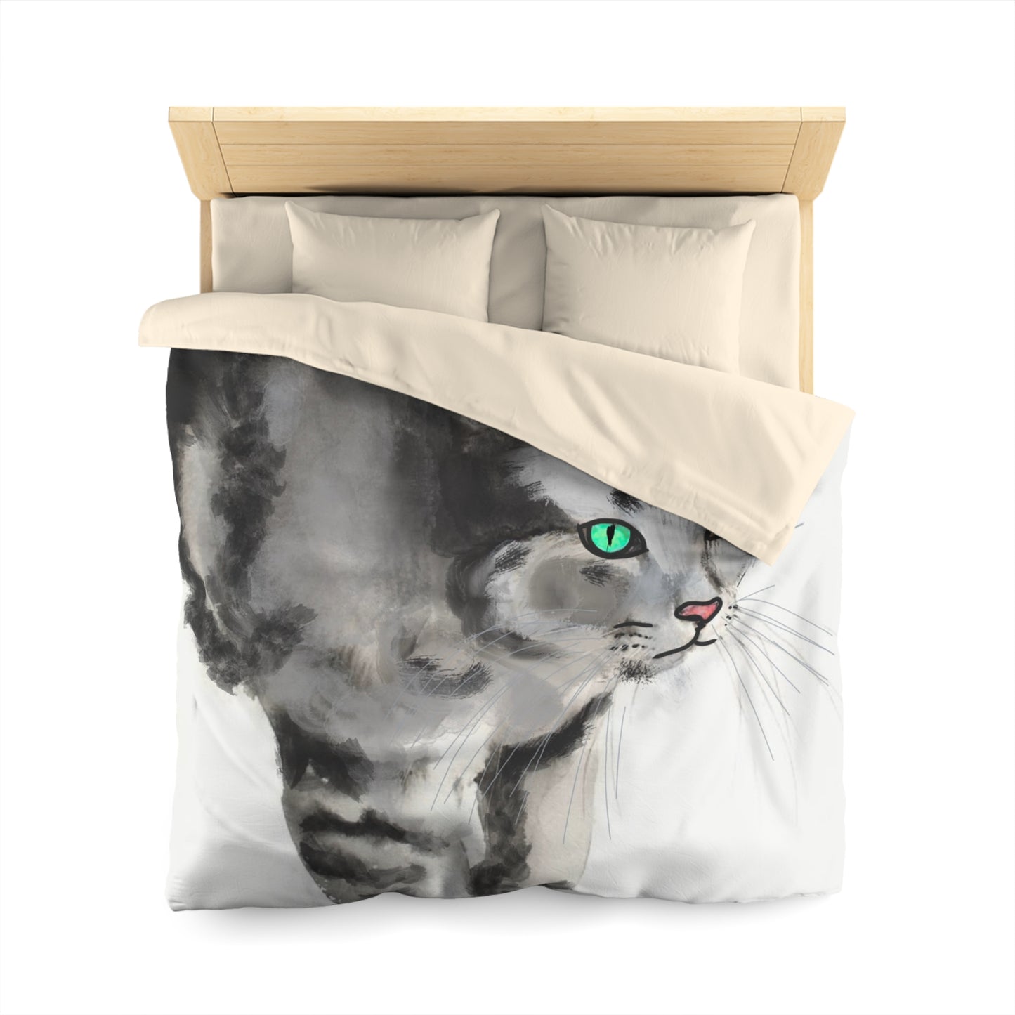 Serenity Microfiber Duvet Cover – Elegant Water ink painting for Cozy Bedrooms.