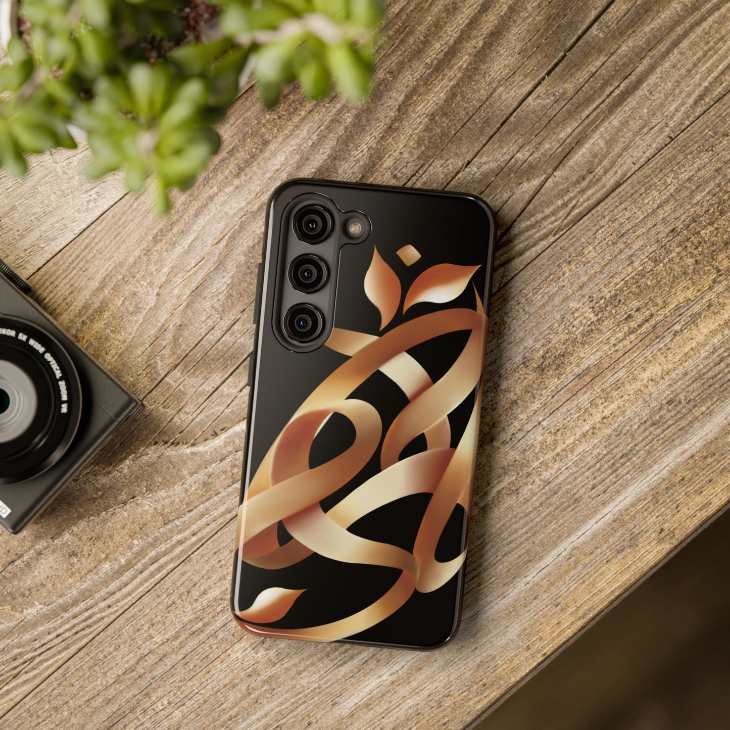Gold Ribbon Phone Case Persian Calligraphy Modern Handwriting