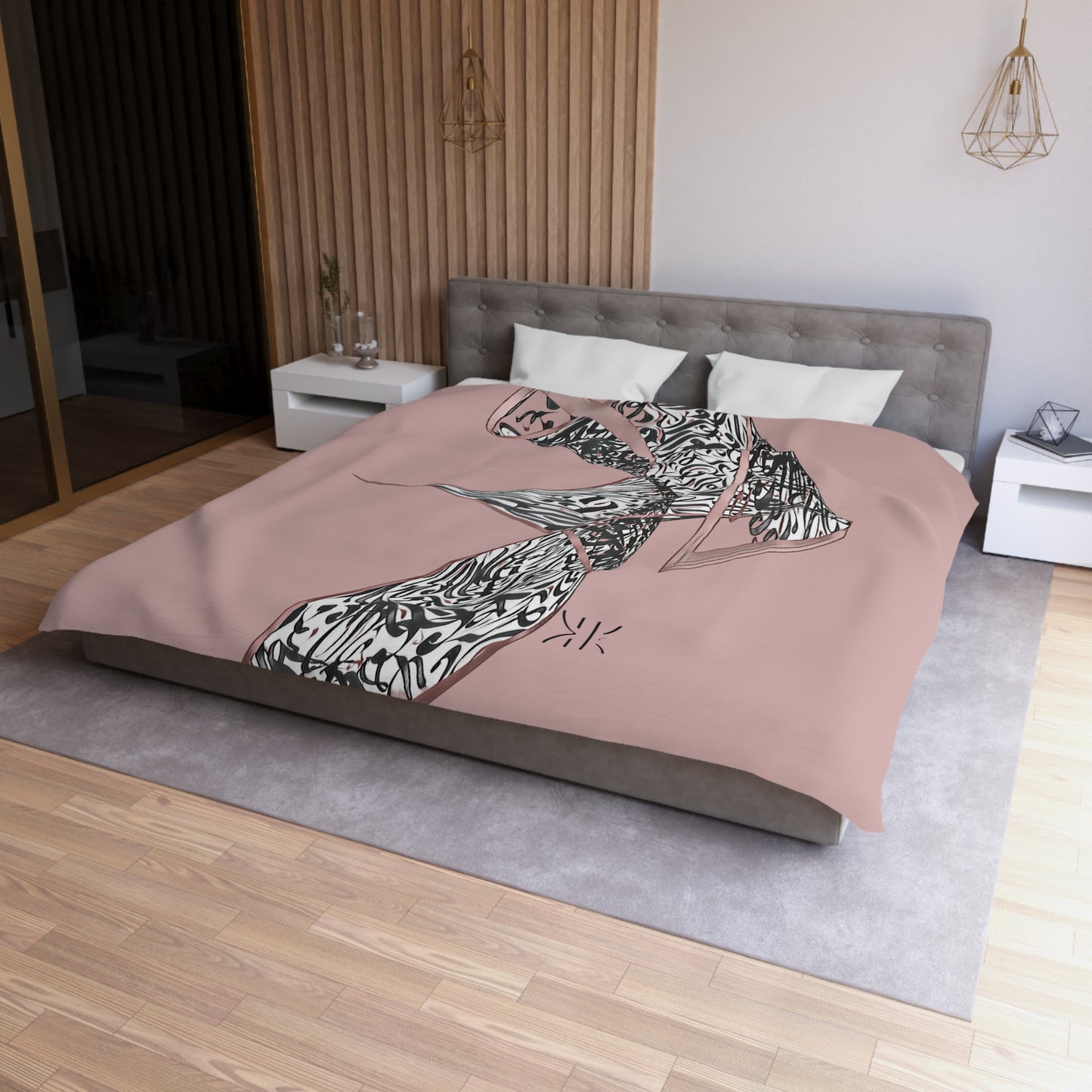 Kalli K Serenity Microfiber Duvet Cover – Elegant Modern Calligraphy design for your Bedrooms