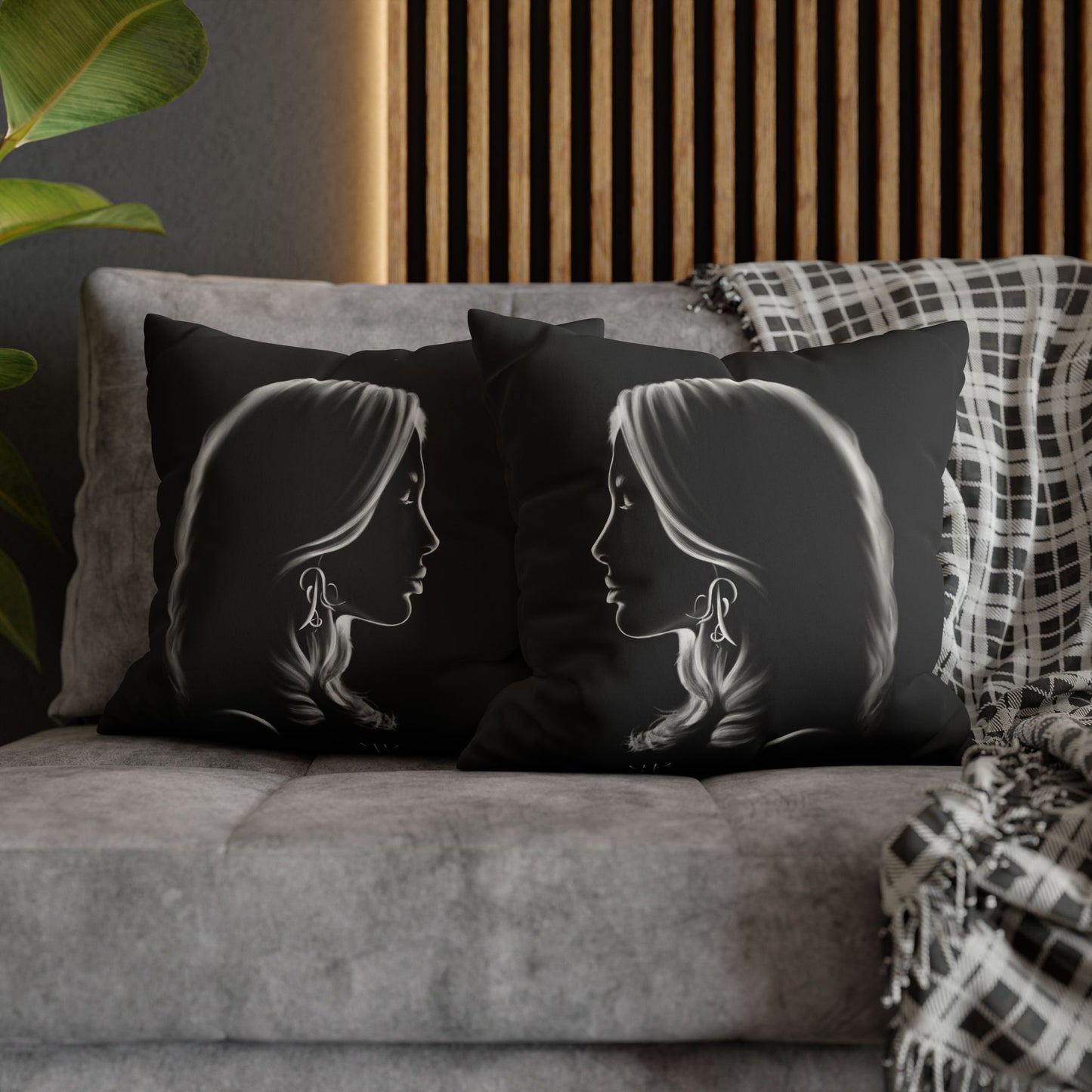 Square Pillowcase - Modern Art Portrait Watercolour Design