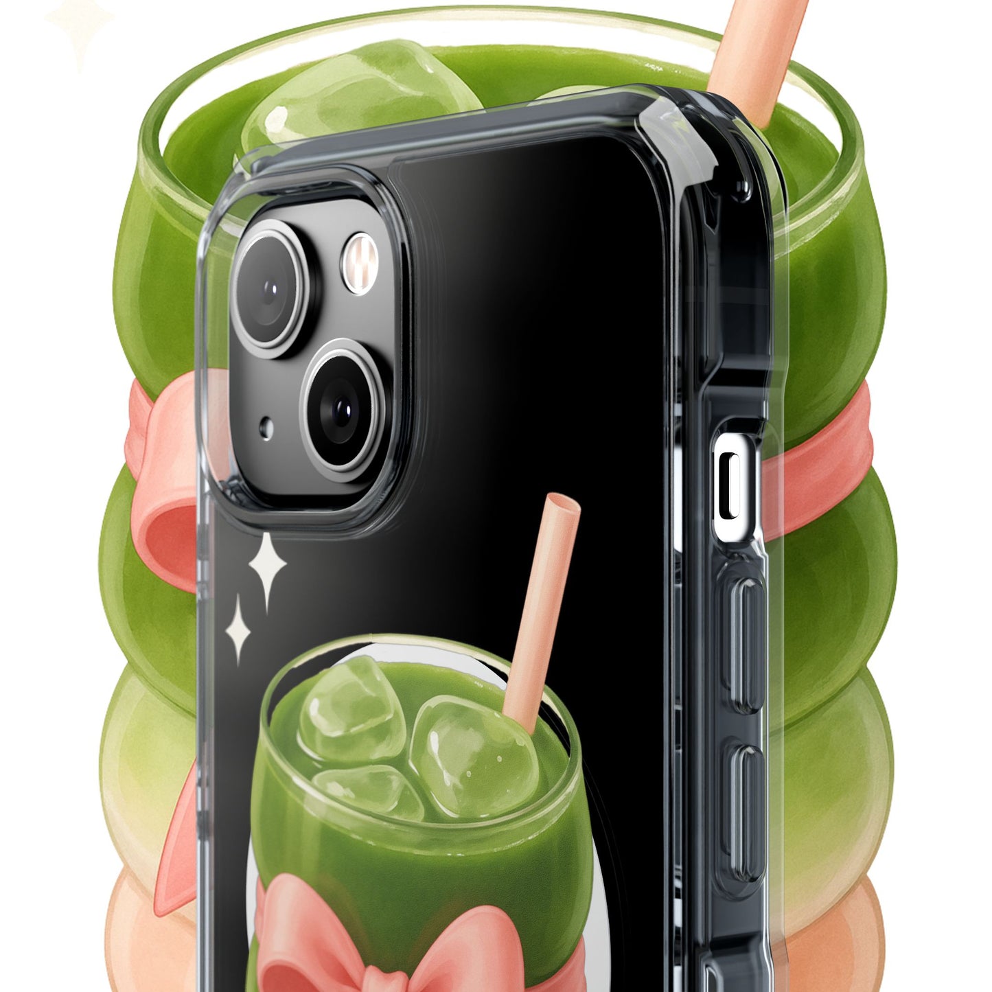Macha girlie🎀 Magnetic Clear Impact Cases with Pink Bow Design | Stylish Phone Protection, Gifts for Her, Trendy Accessories, Birthday Gifts, Cute Tech