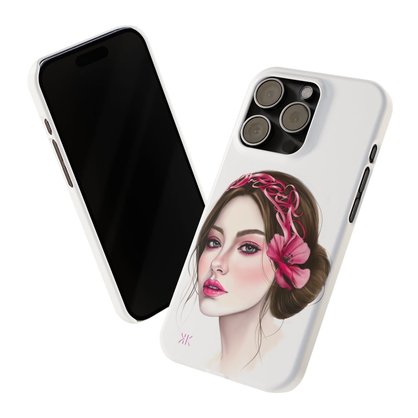Phone Case - Beautiful Girl Headband Calligraphy Pink