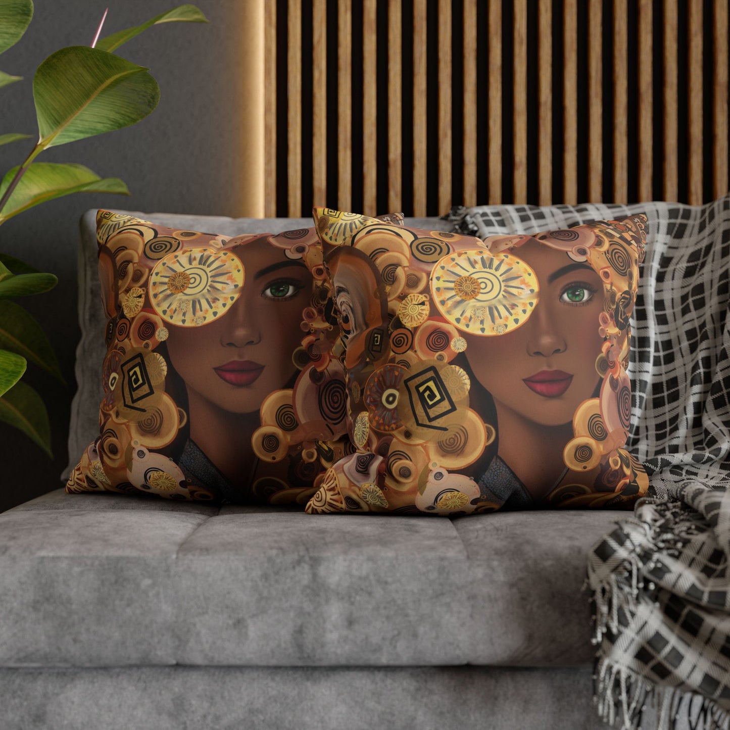 Persian art inspired beauty Faux Suede Square Pillow Cover