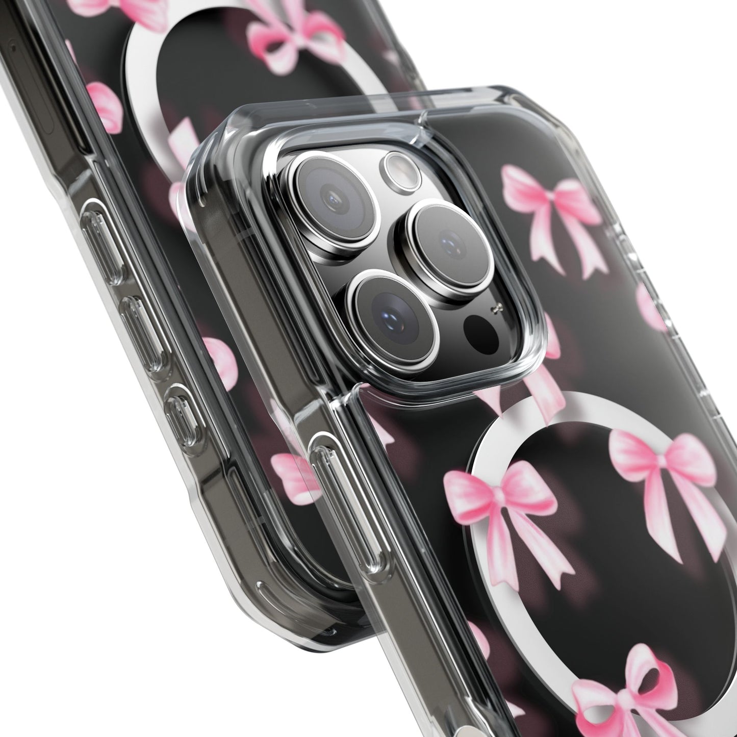 Pink Bows🎀 Magnetic Clear Impact Cases with Pink Bow Design | Stylish Phone Protection, Gifts for Her, Trendy Accessories, Birthday Gifts, Cute Tech