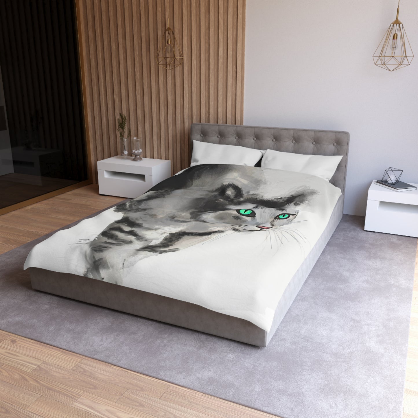 Serenity Microfiber Duvet Cover – Elegant Water ink painting for Cozy Bedrooms.