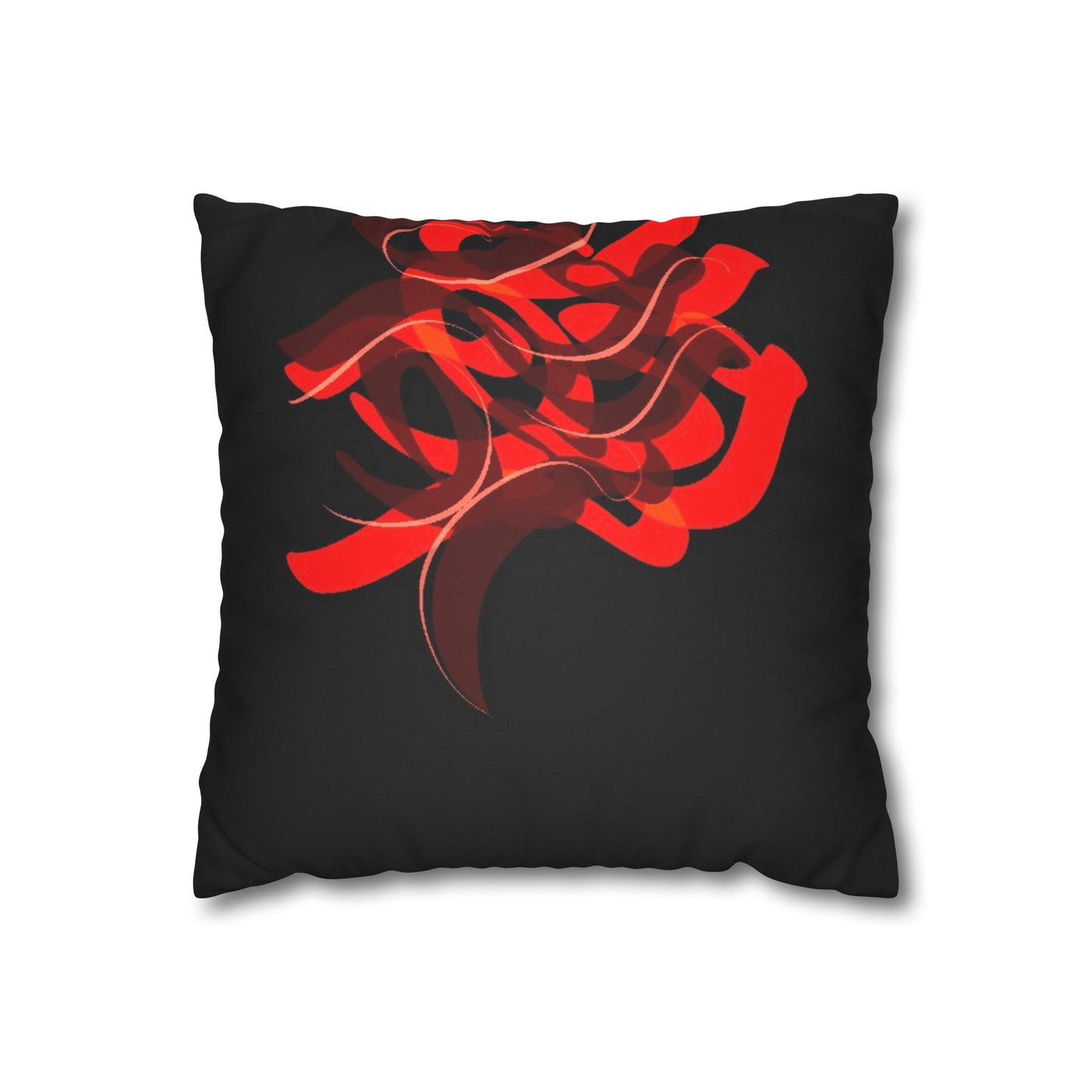 Square Pillowcase - Persian Calligraphy Faux Suede Design