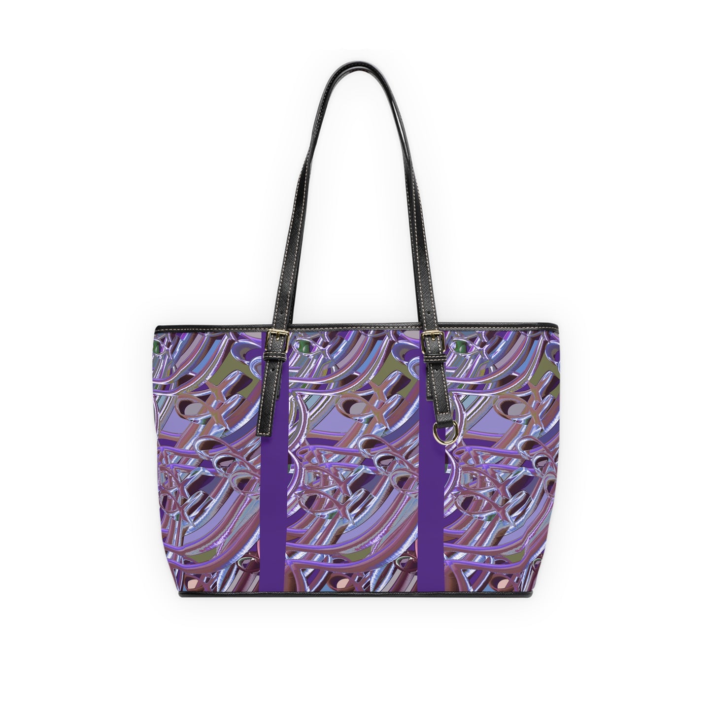 Elegant PU Leather Shoulder Bag with Artistic Calligraphy Design