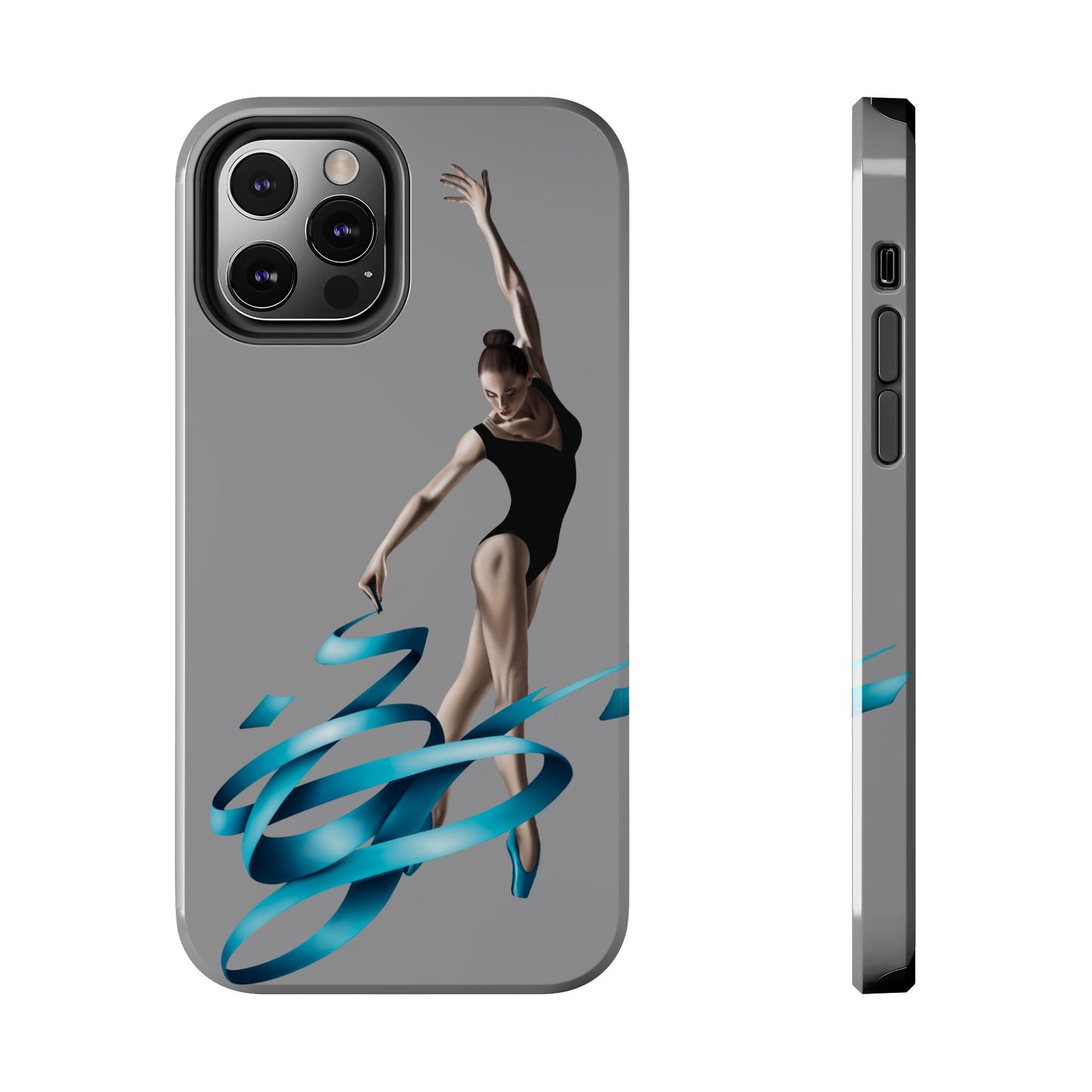 Phone Case - Ballerina with Blue Ribbon Persian Calligraphy Design in Grey