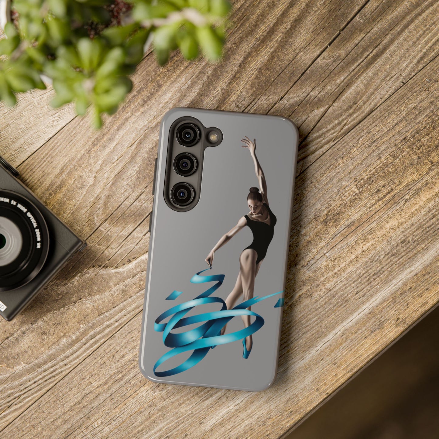Phone Case - Ballerina with Blue Ribbon Persian Calligraphy Design in Grey