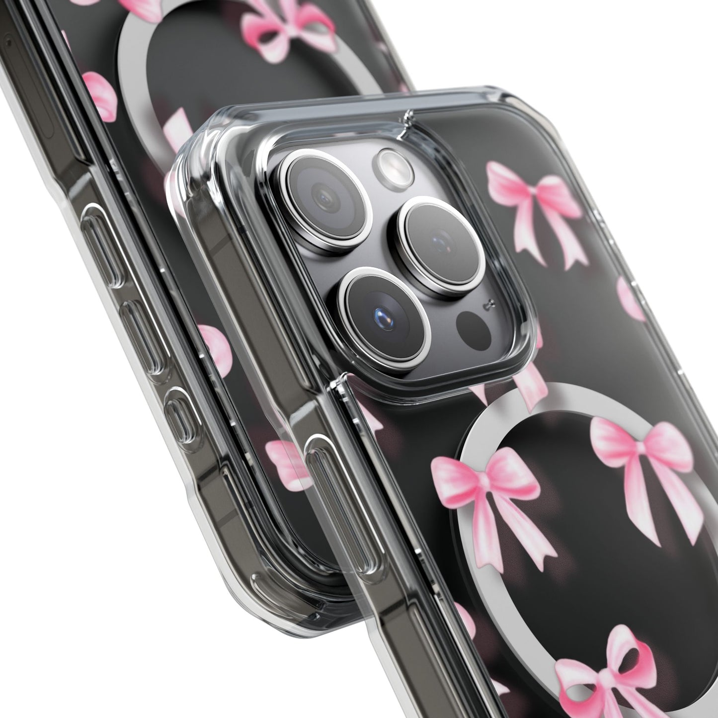 Pink Bows🎀 Magnetic Clear Impact Cases with Pink Bow Design | Stylish Phone Protection, Gifts for Her, Trendy Accessories, Birthday Gifts, Cute Tech